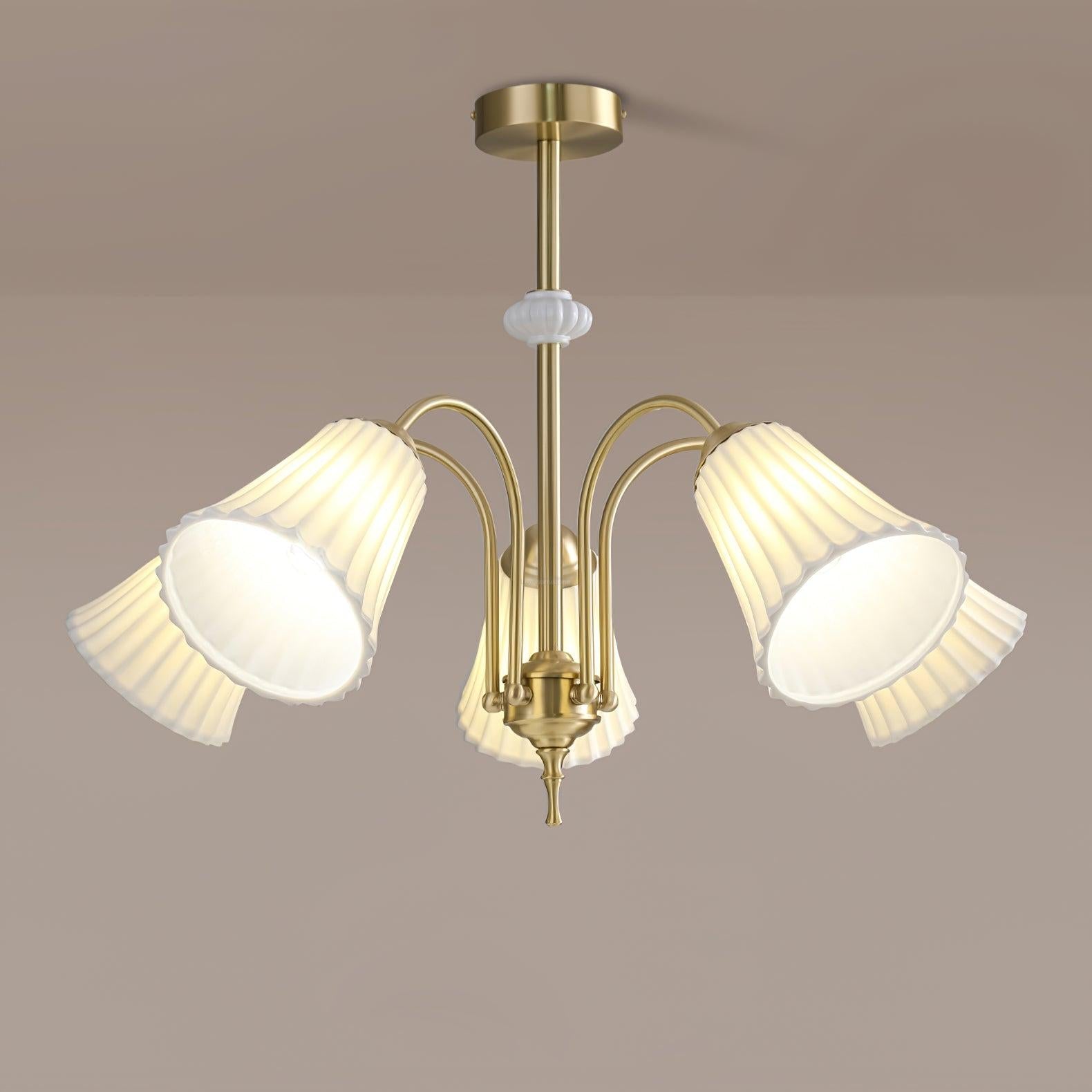 Medieval Ceramic Trumpet Chandelier with 3/5/8 lamps - Flower Ceramic-1-Luxehomezone