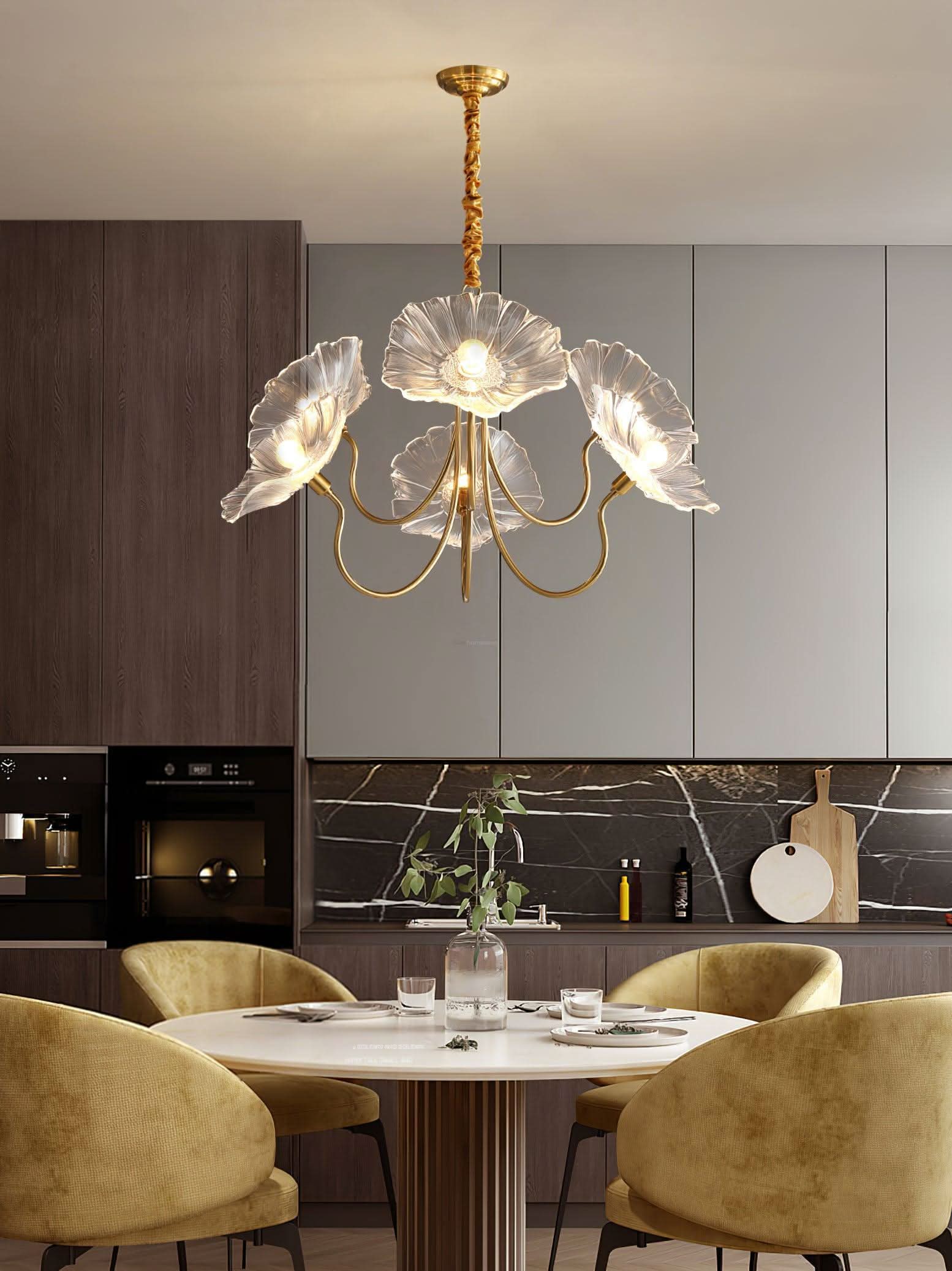 Lotus Leaf Glass Chandelier ∅ 35.4″ - Luxehomezone