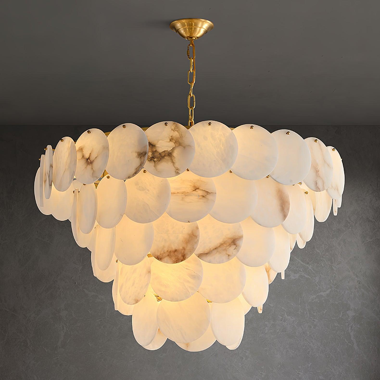 Alabaster Shell Brass Chandelier with 2/3/4/5/6 layer - Alabaster, Alabaster Chandelier-1-Luxehomezone