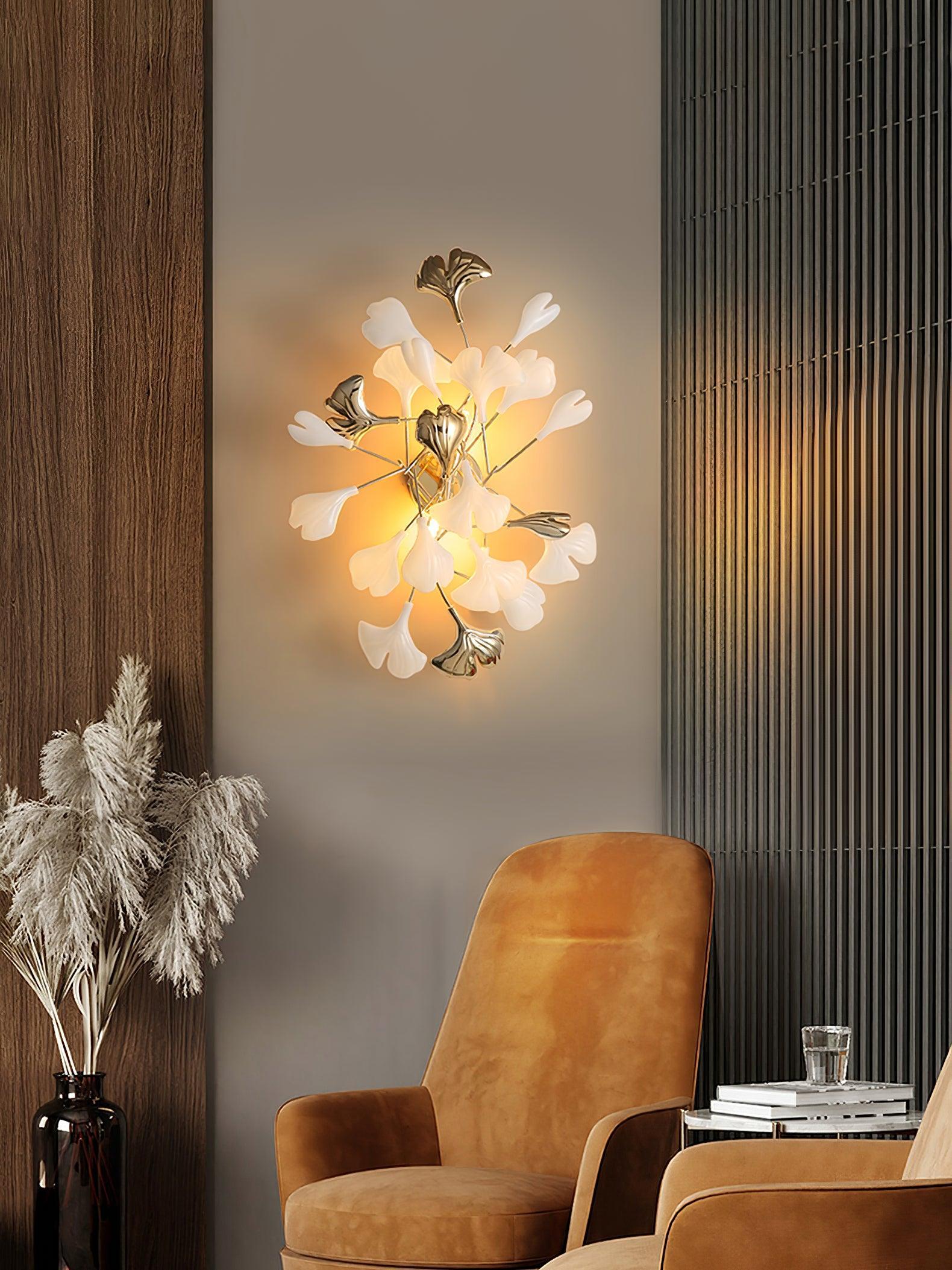Gingko Wall Lamp with Leaves - Luxehomezone
