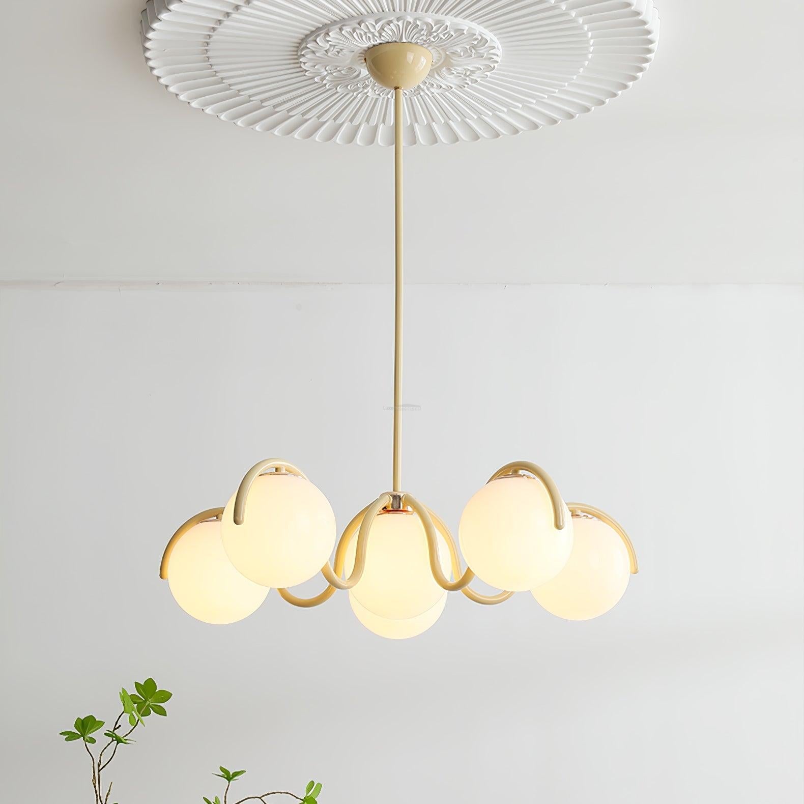 Reedway Curve Linear Chandelier ∅ 27.2″ - Bend, Marshmallow Chandelier-1-Luxehomezone