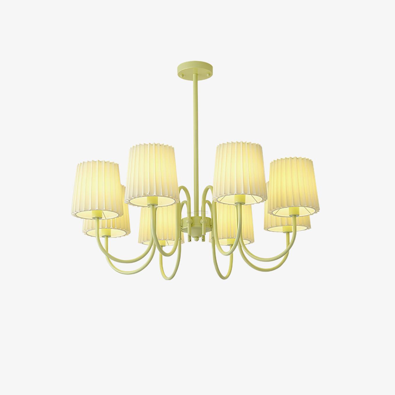 Pleated Fabric Matcha Chandelier with 4/5/6/8 heads - Variety-1-Luxehomezone