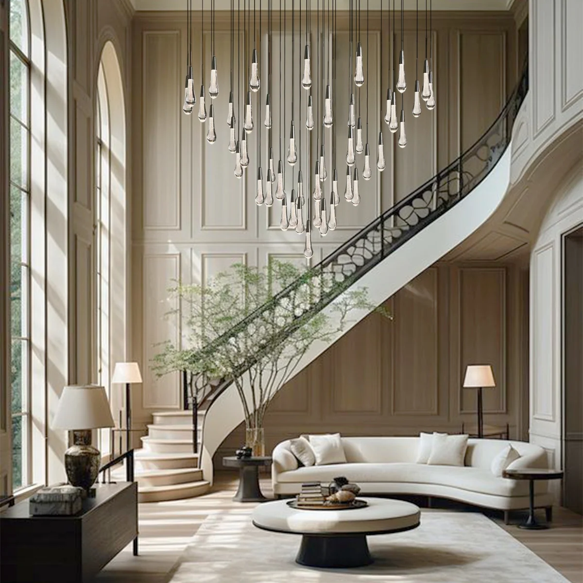 Solitaire Round Chandelier 58"D - Chandeliers- Chandeliers1-Luxehomezone