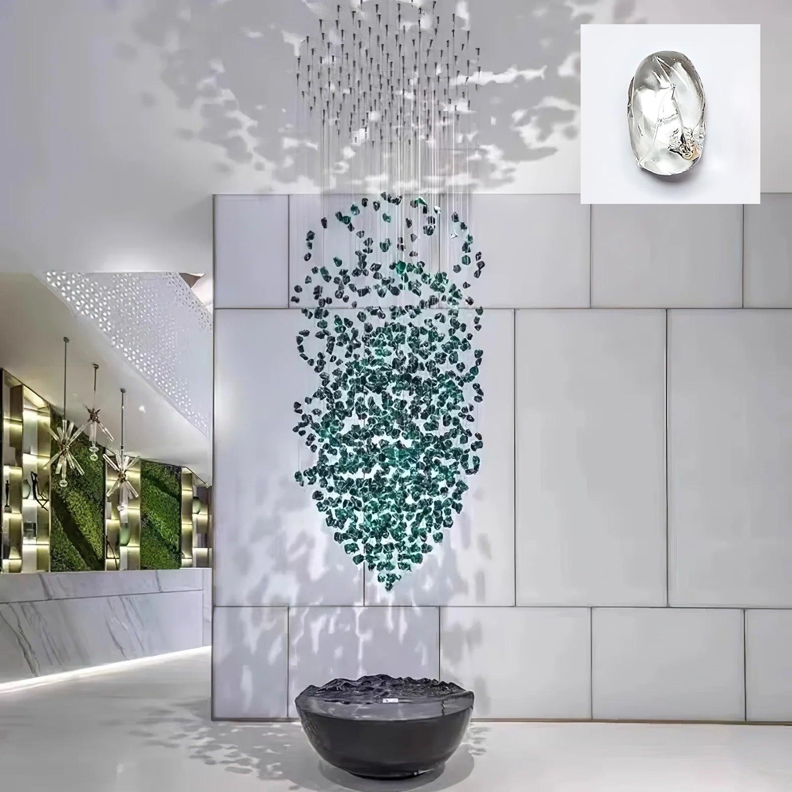 Multicolor Crystal Stone Round/Long canopy Chandelier - Helia-1-Luxehomezone