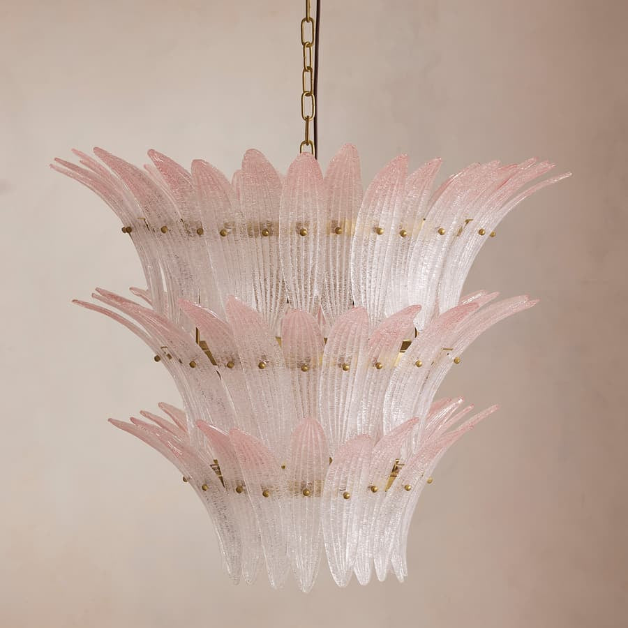 Lumis Murano Round Chandelier 30" Pink