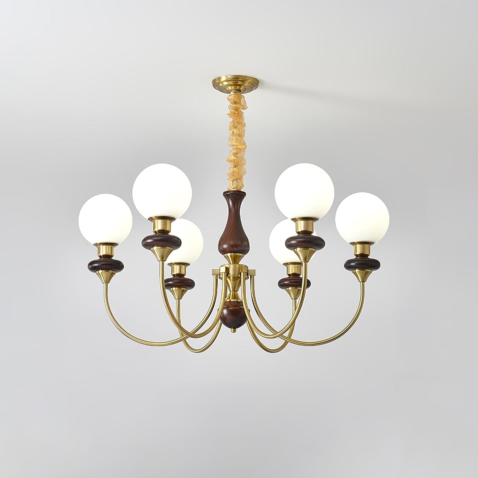 Walnut Brass Chandelier with 3/6/8 lamps - Bend, Marshmallow Chandelier-1-Luxehomezone