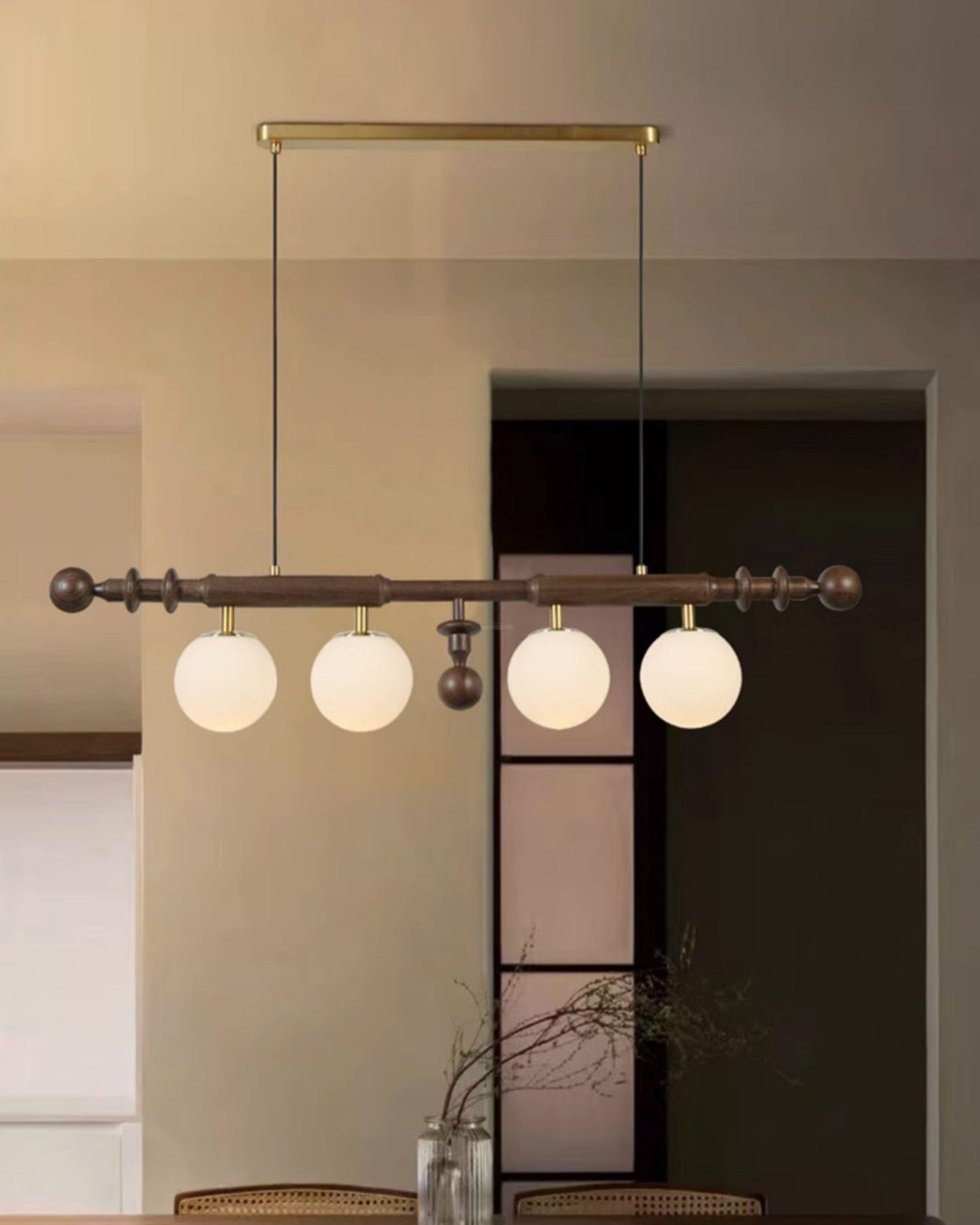 Roman Column Linear Chandelier - Wood-1-Luxehomezone