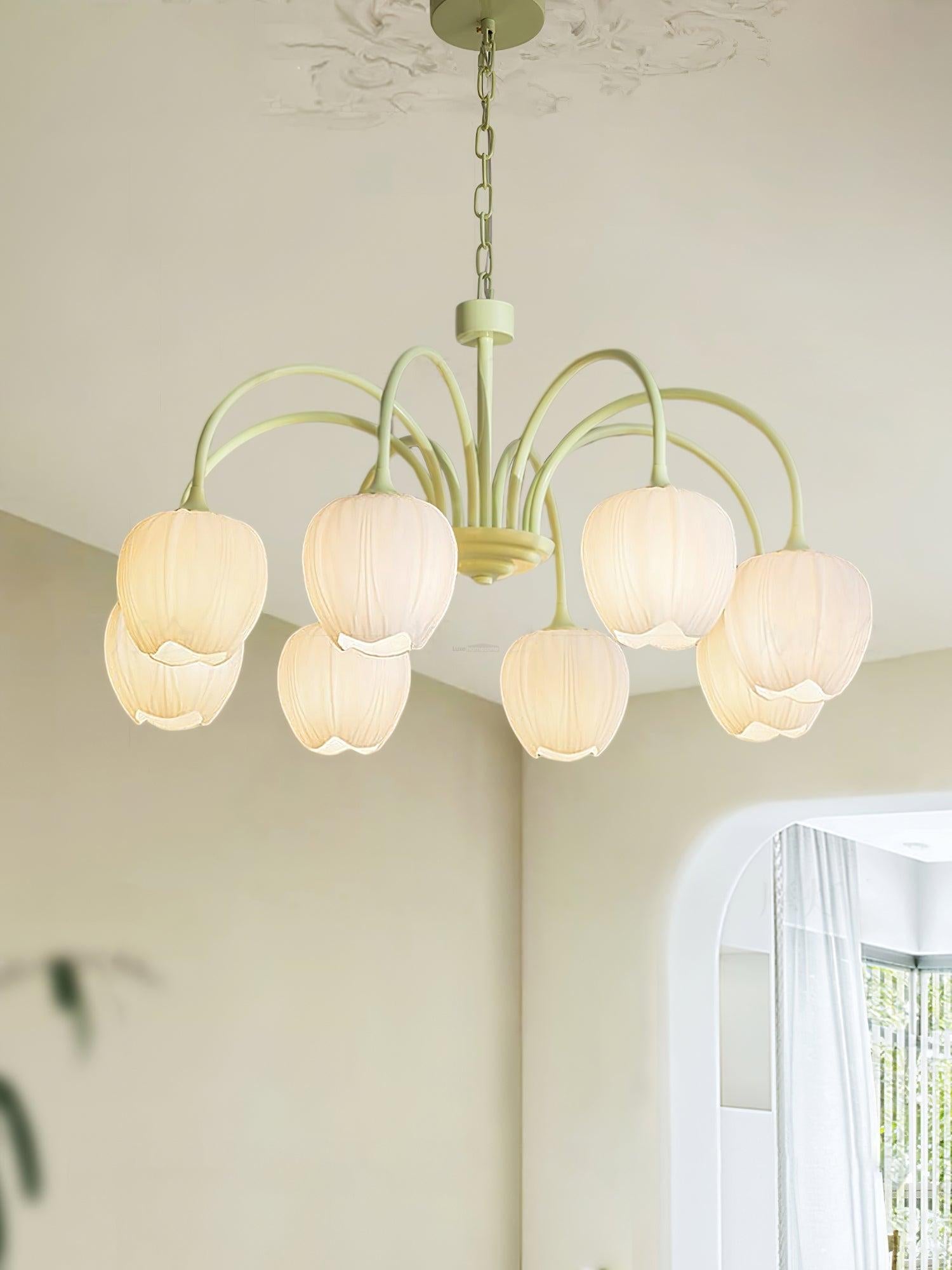 Tulip Matcha Chandelier with 5/6/8 heads - Luxehomezone