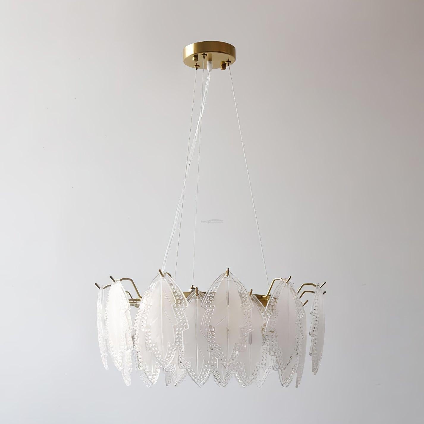 Maple Leaf Type Glass Chandelier - Cylinder-1-Luxehomezone