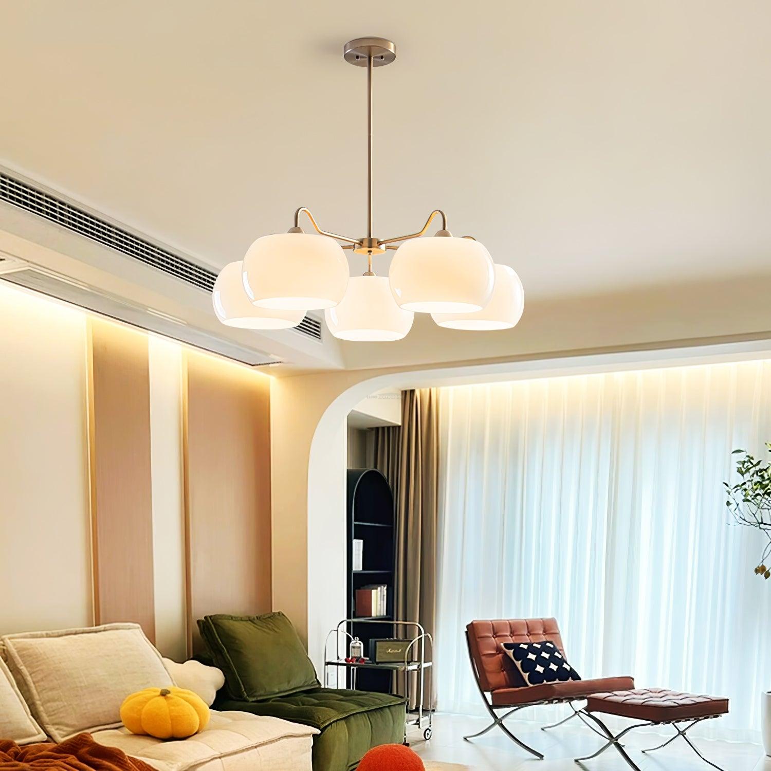 Nickel Glass Persimmon Chandelier with 3/5 heads - Glass Chandelier, Optimized, Persimmon-1-Luxehomezone