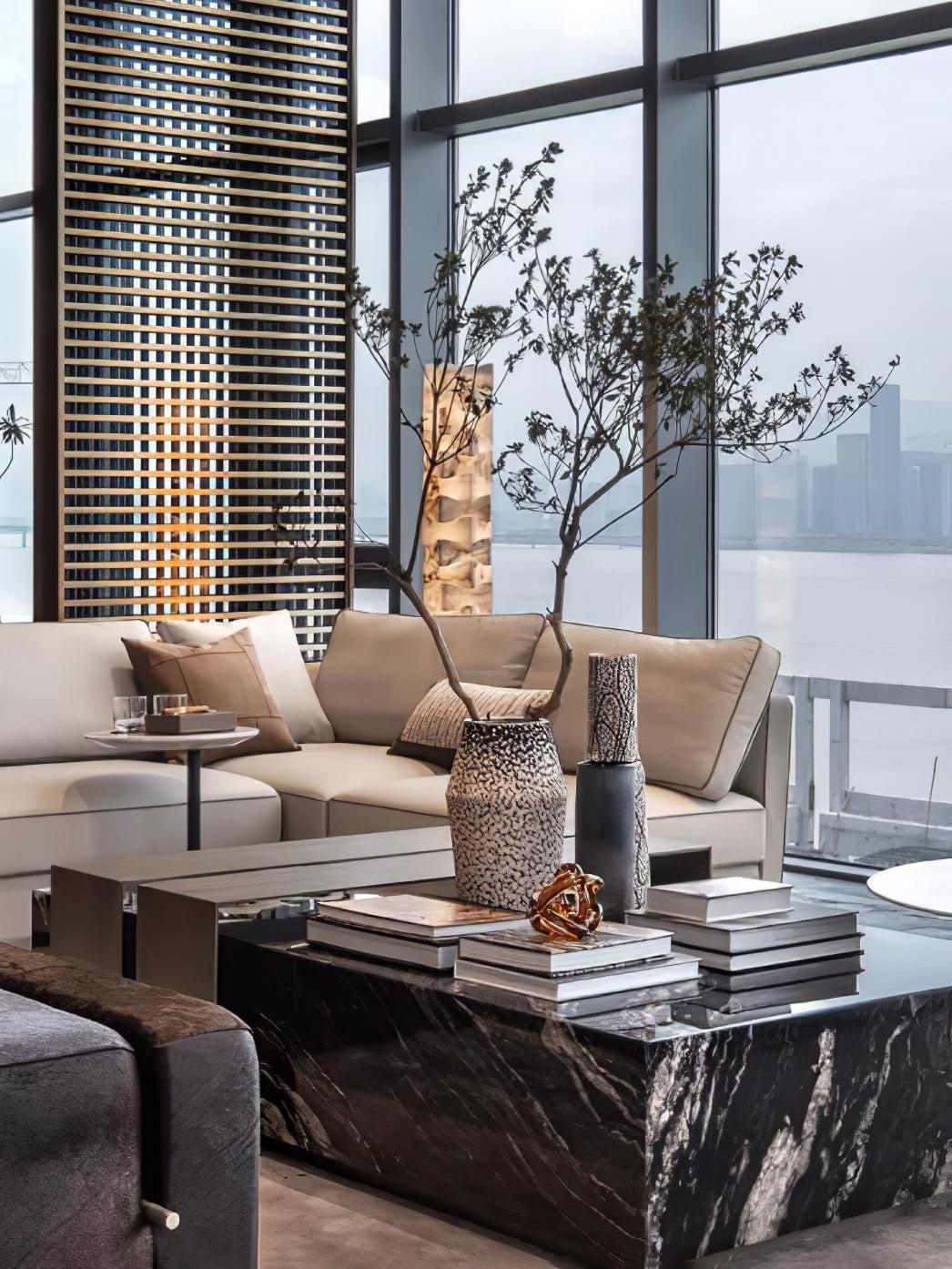 Stacked Alabaster Squares Floor Lamp - Alabaster-1-Luxehomezone