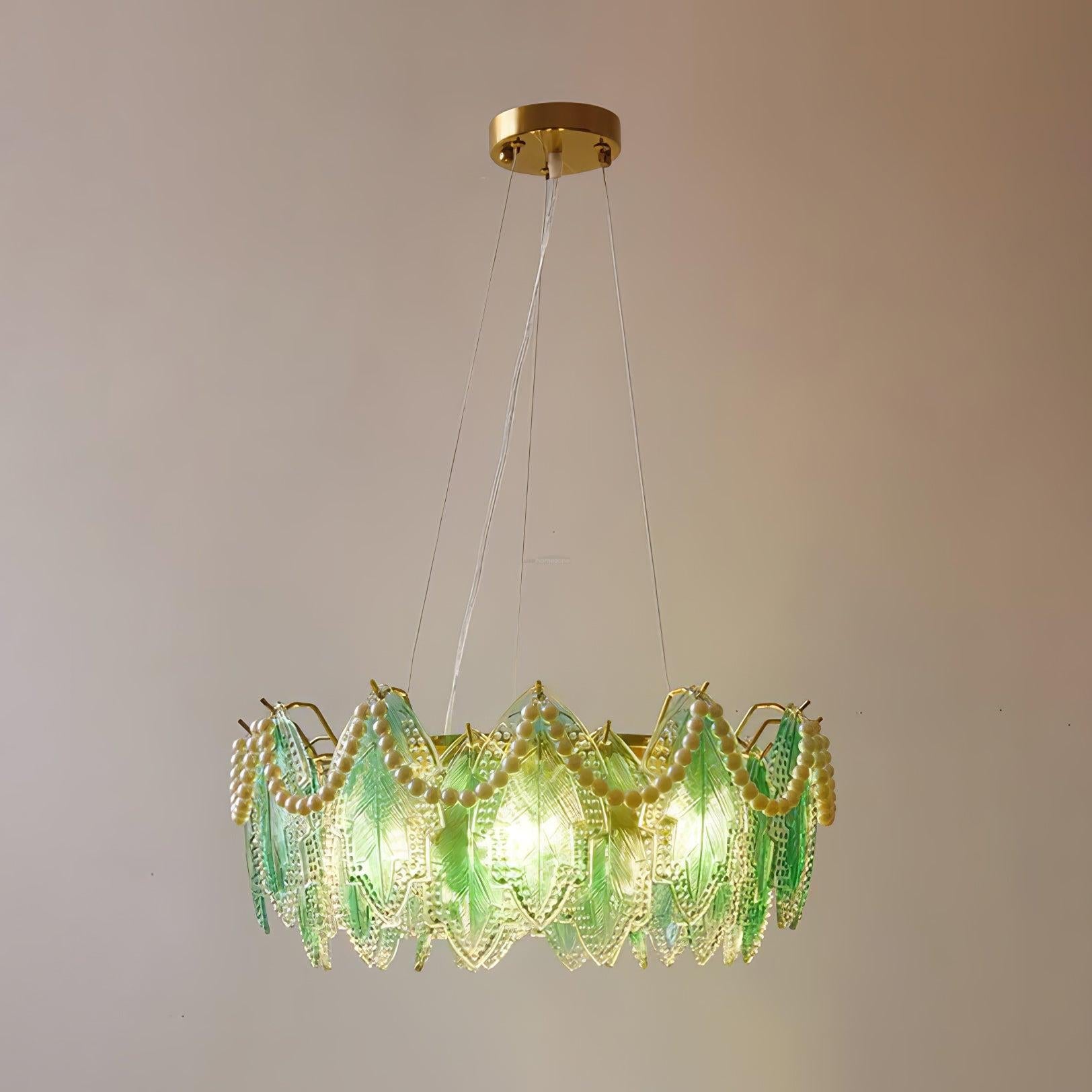 Maple Leaf Type Glass Chandelier - Cylinder-1-Luxehomezone
