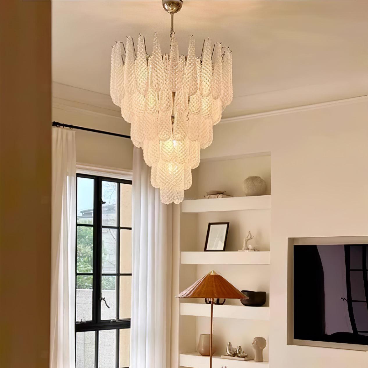 Grid Glass Style Waterfall Chandelier - Cylinder-1-Luxehomezone