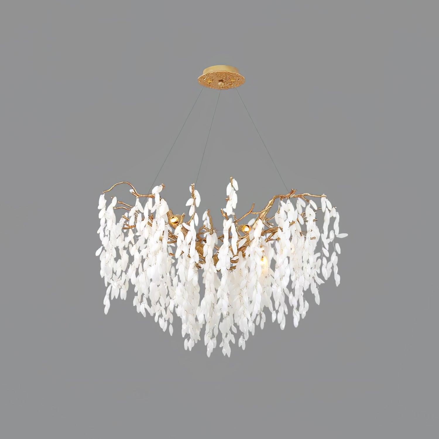 White Jade Branch Brass Round Chandelier - Branch-1-Luxehomezone