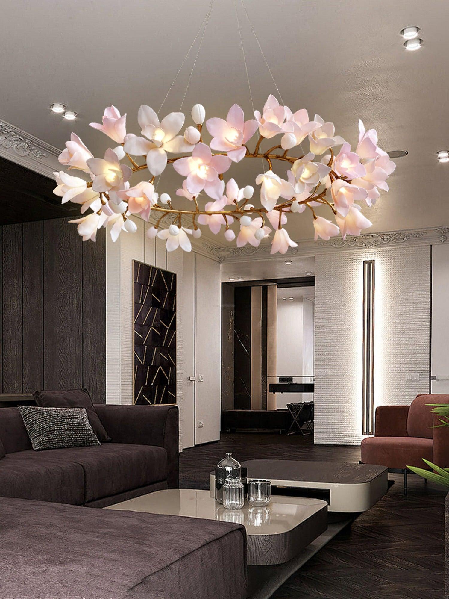 Circular Flower Blossom Chandelier - Karen-1-Luxehomezone