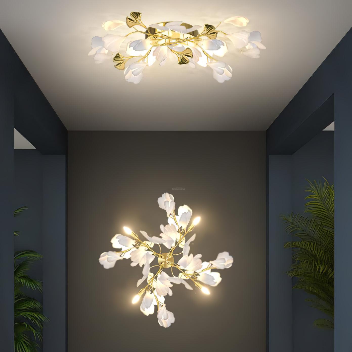 Gingko Wall Lamp with Flower - Gingko, Gingko Chandelier-1-Luxehomezone