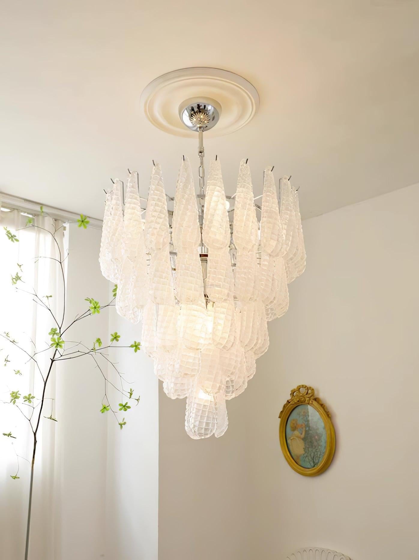 Grid Glass Style Waterfall Chandelier - Cylinder-1-Luxehomezone