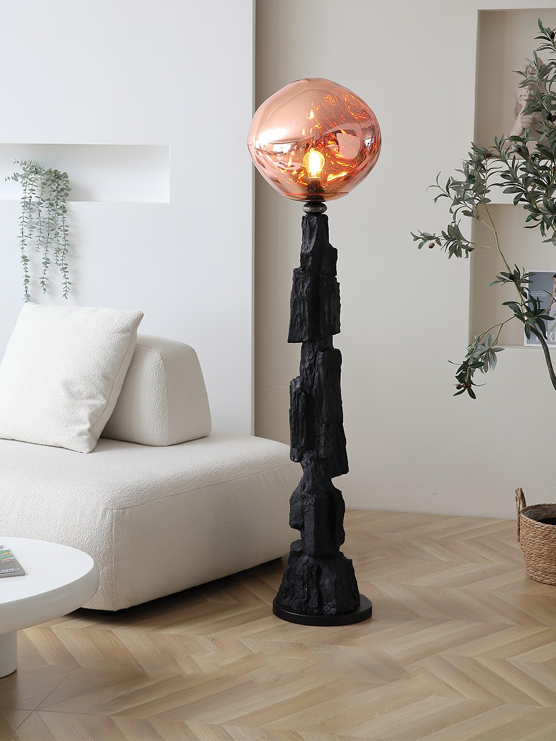 Lava Floor Lamp with Charcoal Color - Black  & Rose gold, Lava-1-Luxehomezone
