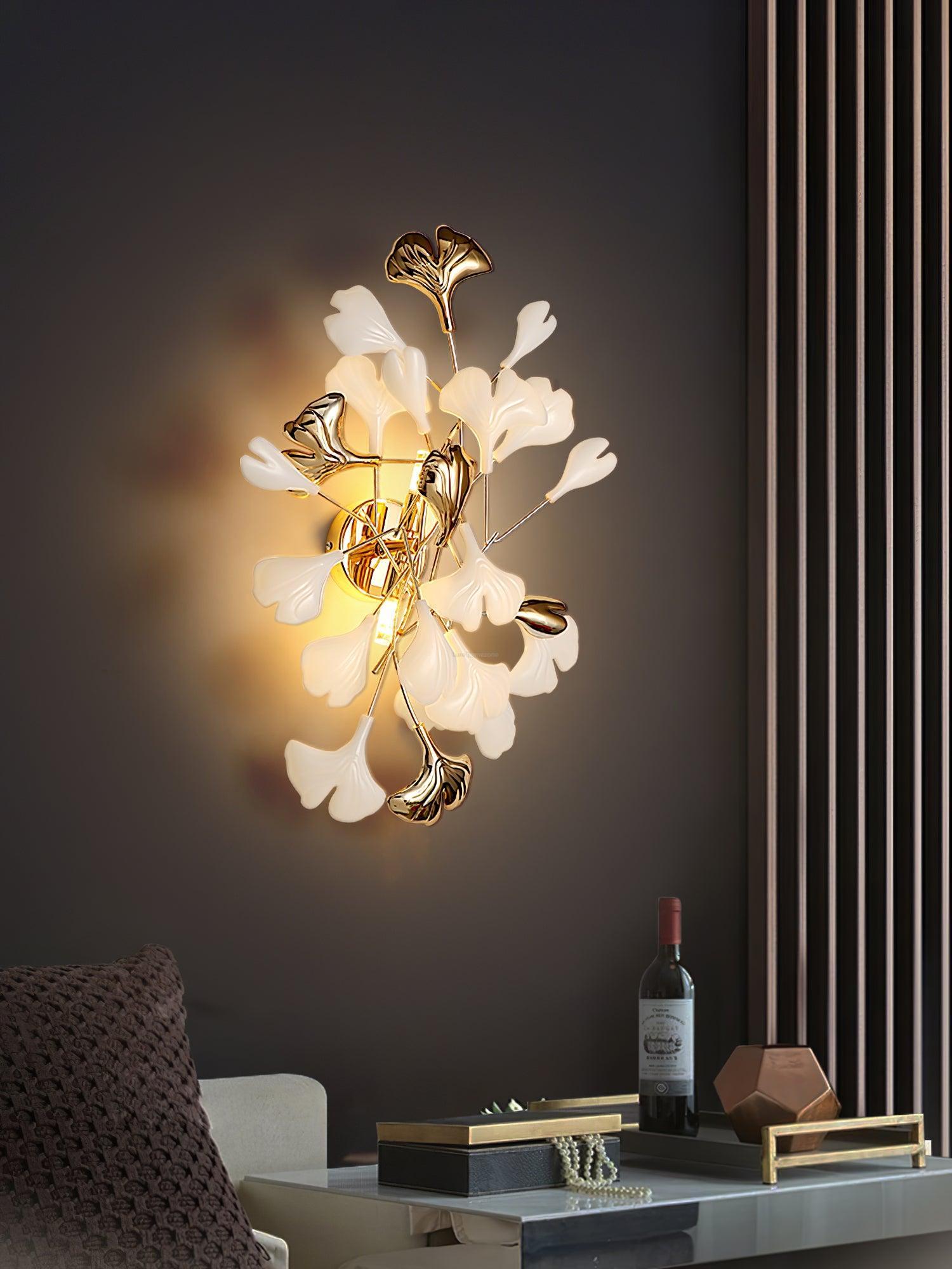 Gingko Wall Lamp with Leaves - Luxehomezone