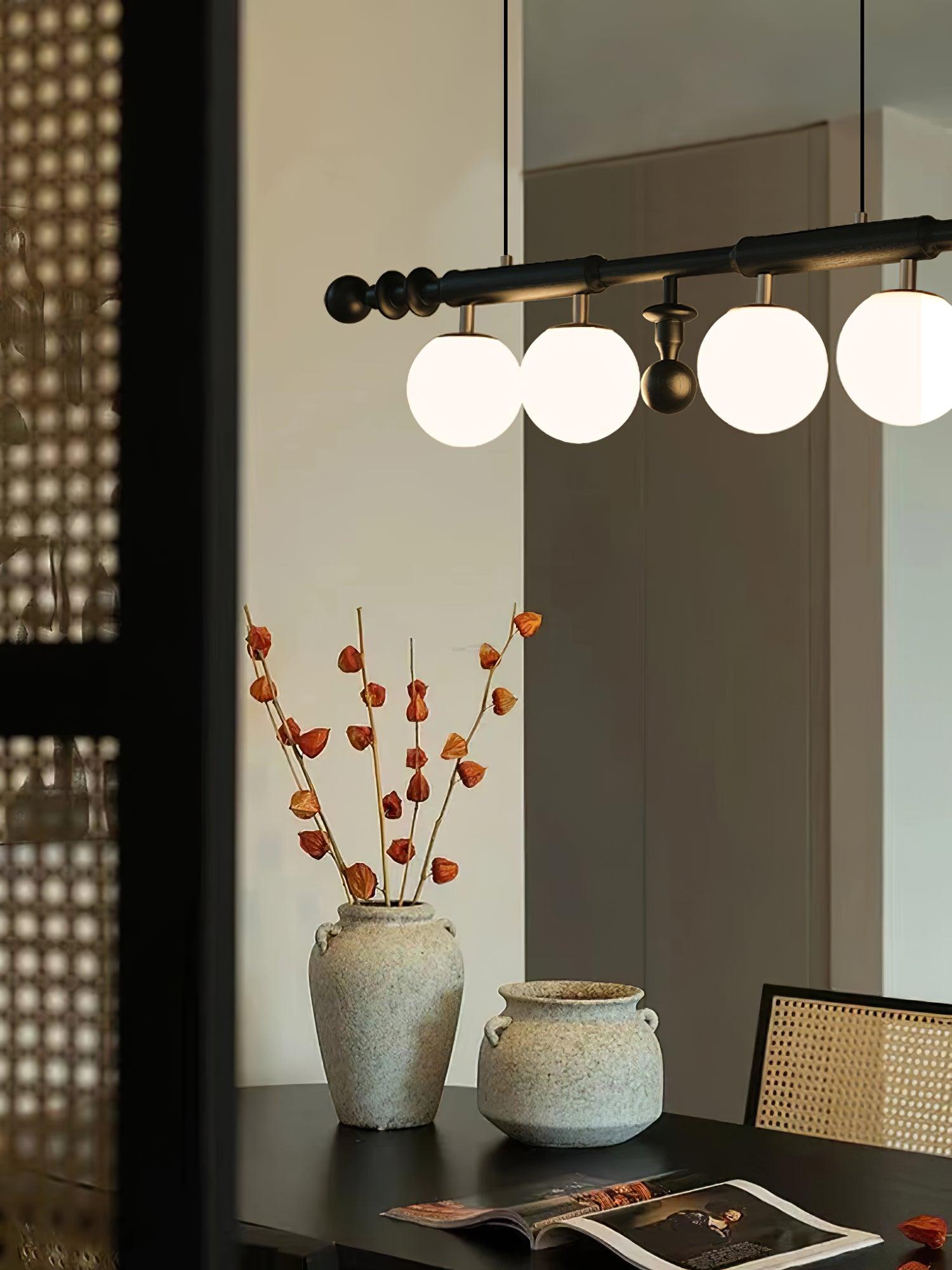 Roman Column Linear Chandelier - Wood-1-Luxehomezone