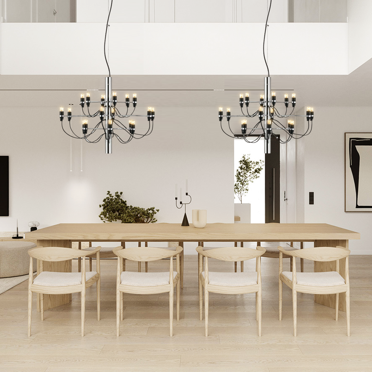 2097 Mid-Century Retro Candle Chandelier with 18/30/50/75 heads - Candle-1-Luxehomezone