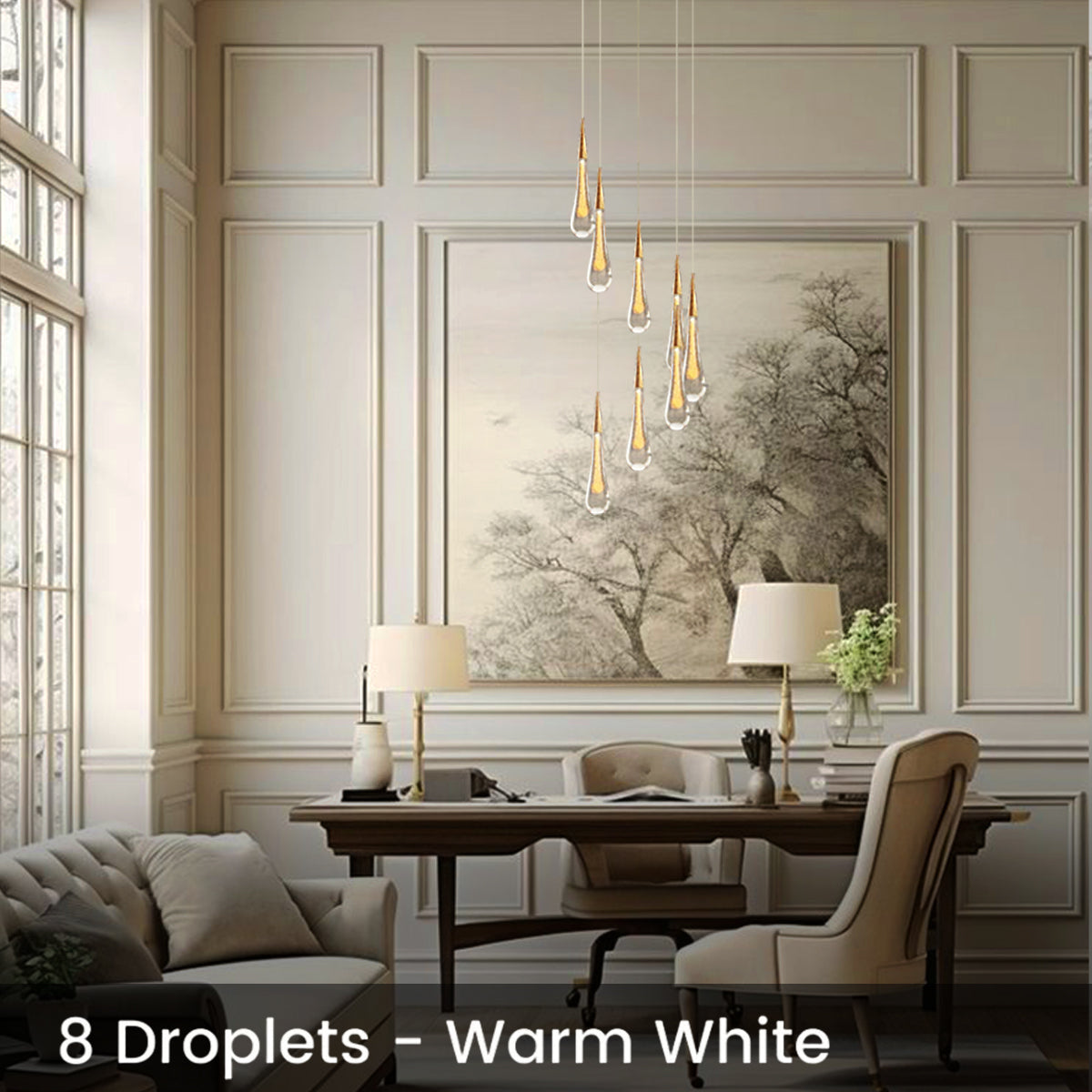 Indra Crystal Droplet Chandelier - Helia-1-Luxehomezone