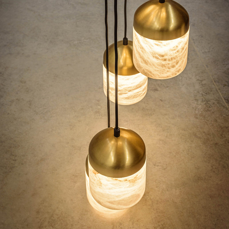 Cascade Modern Minimalist Alabaster Staircases Pendant Chandelier