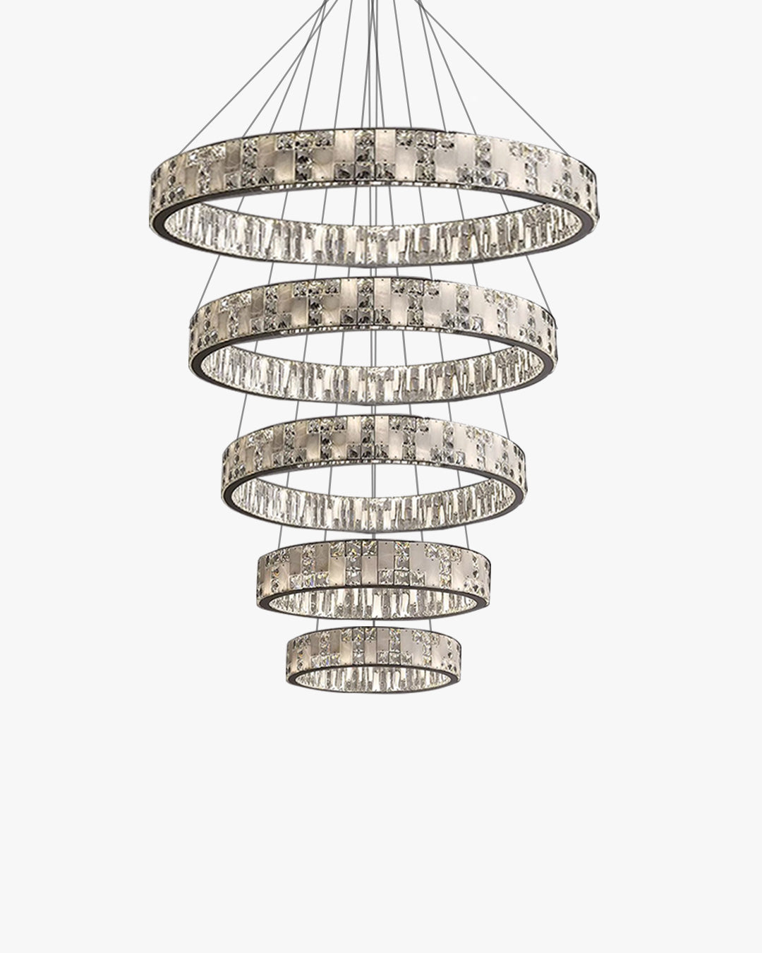 Tiered Round Crystal Alabaster Chandelier