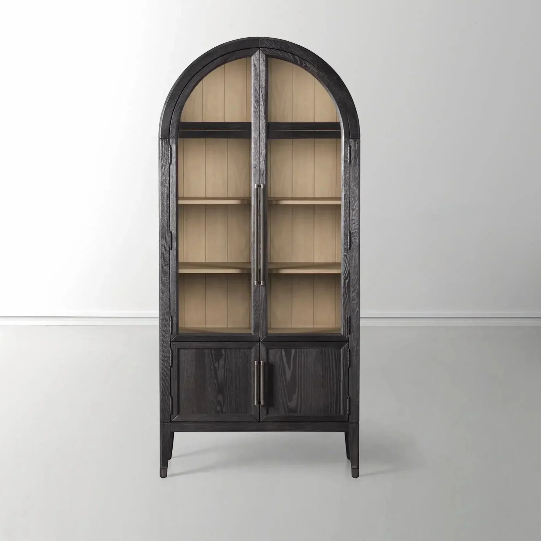 Hattie Glass Accent Cabinet in Oak 36"W 46"W