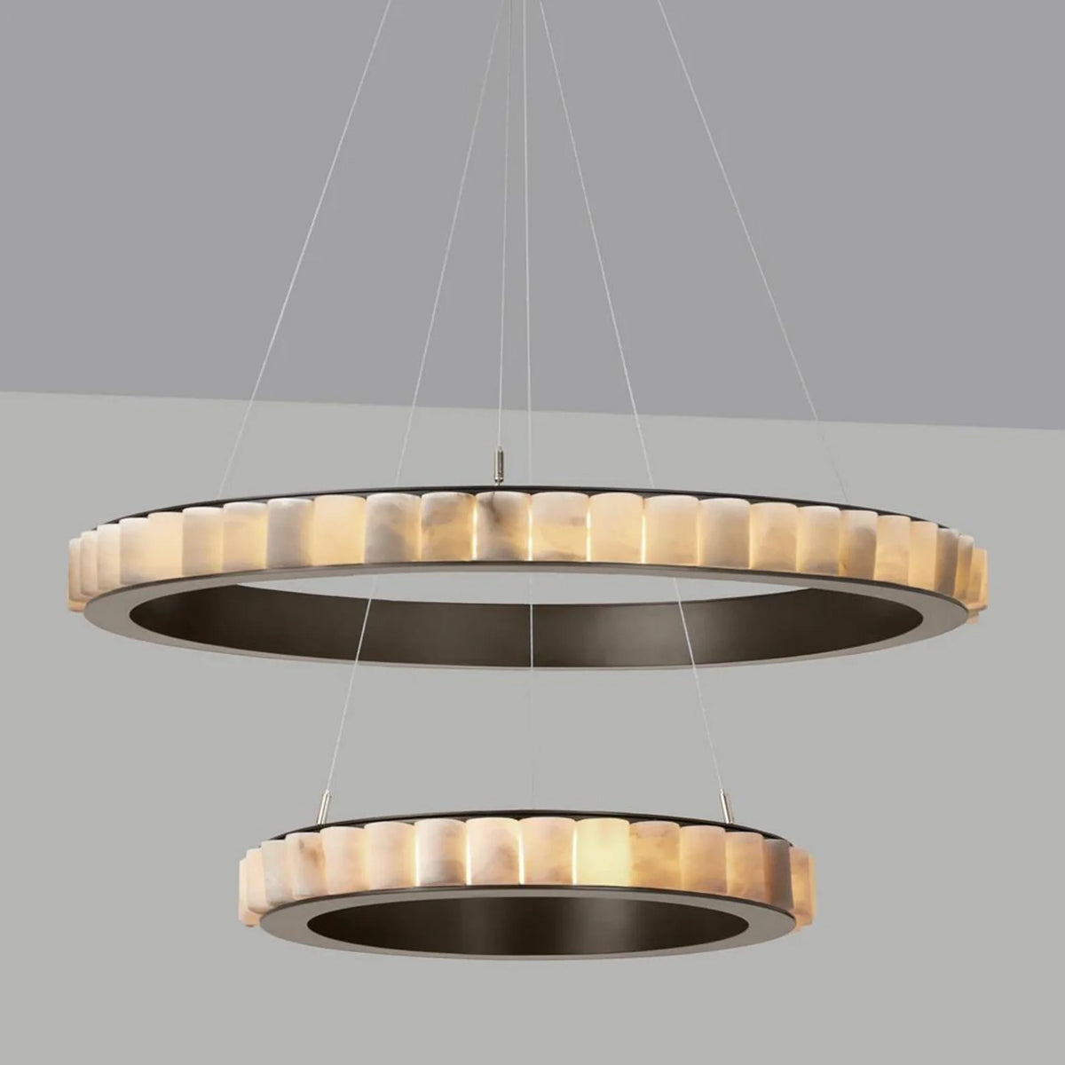 Melonie Alabaster Round 2-tier Chandelier 31"