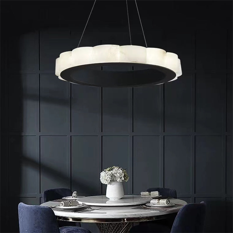 Melonie Alabaster Round Chandelier 23" 32" 39"