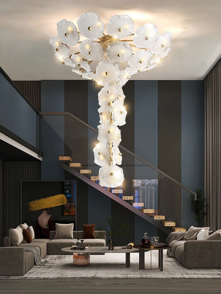 Ruby Modern Water Glass Branch Chandelier - Bedroom, Branch, Branch Chandelier, CCCC, Chandelier, Chandelier For Staircase, Chandeliers, crystal chandelier, Dining & Kitchen, Dining Room, entryway, foyer, Foyer Chandelier, Glass, Hallway, Hallway & Entrance, Hotel, Living Room, Modern, Modern Chandelier, Staircase, Staircase Chandelier, Stairs & Foyer-1-Luxehomezone