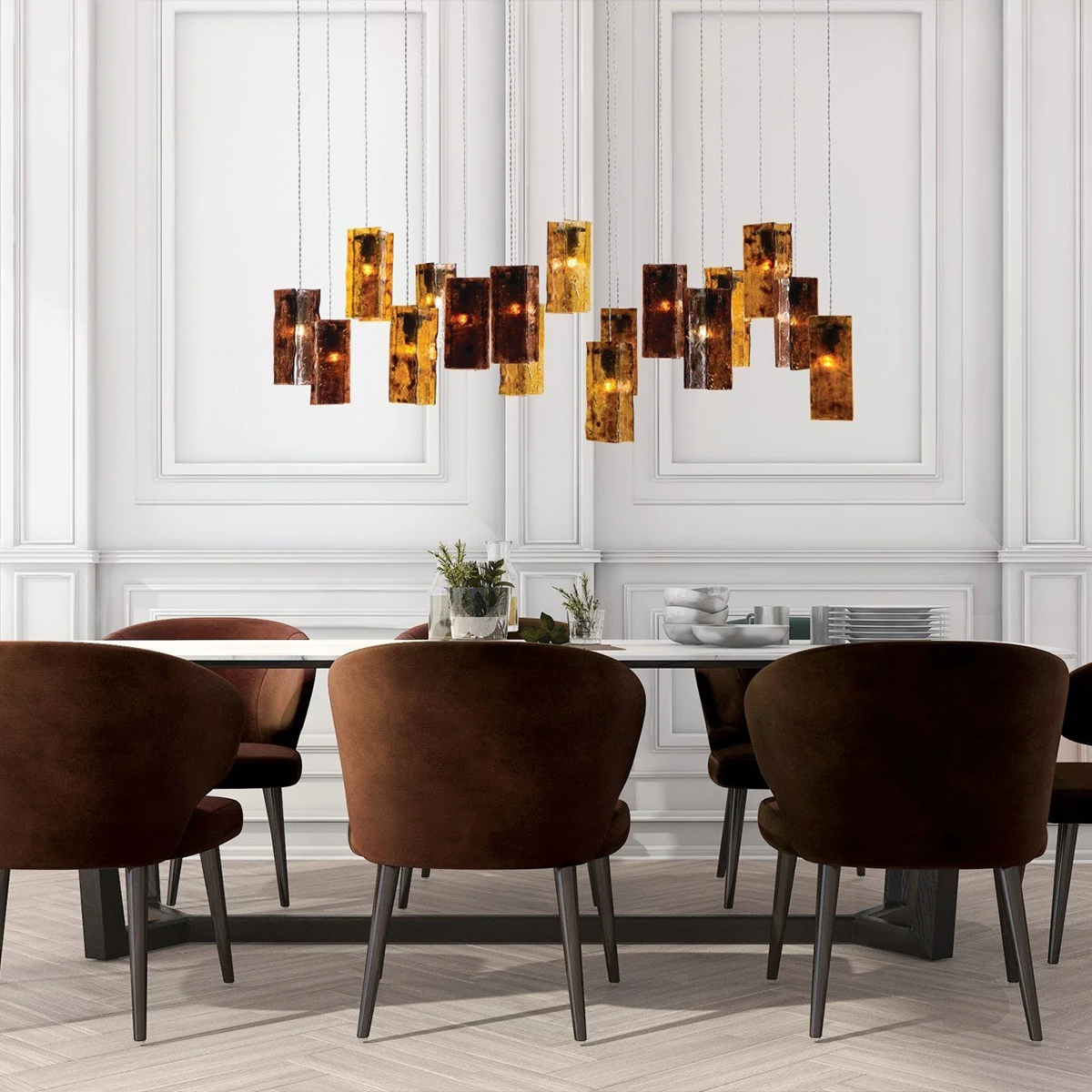 Rectangular  Glass  Pendant Chandelier Cluster - Cluster-1-Luxehomezone
