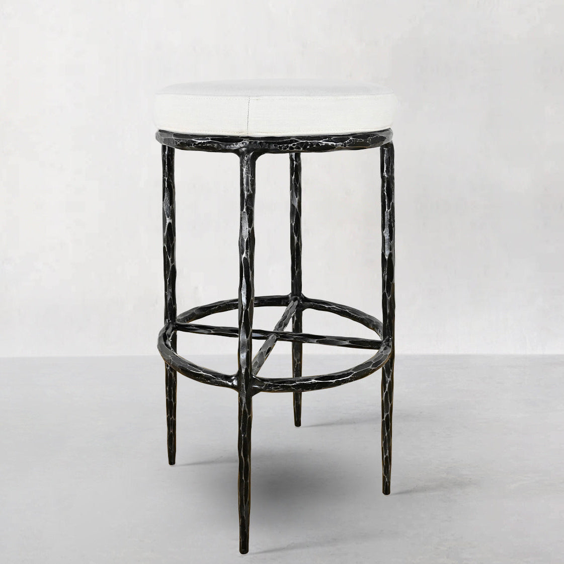 Thaddeus Backless Fabric Swivel Stool