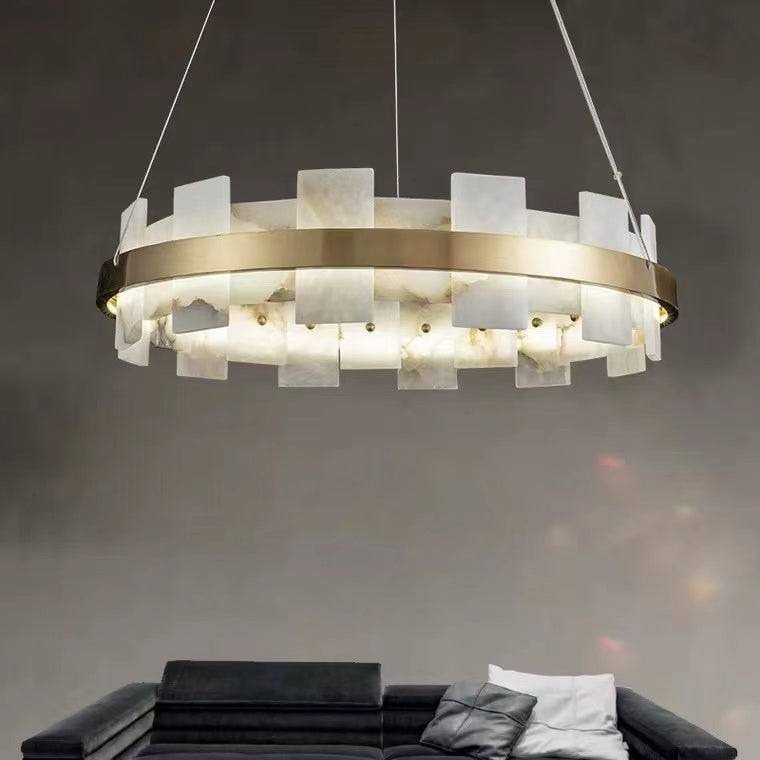 Anita Alabaster Round Chandelier