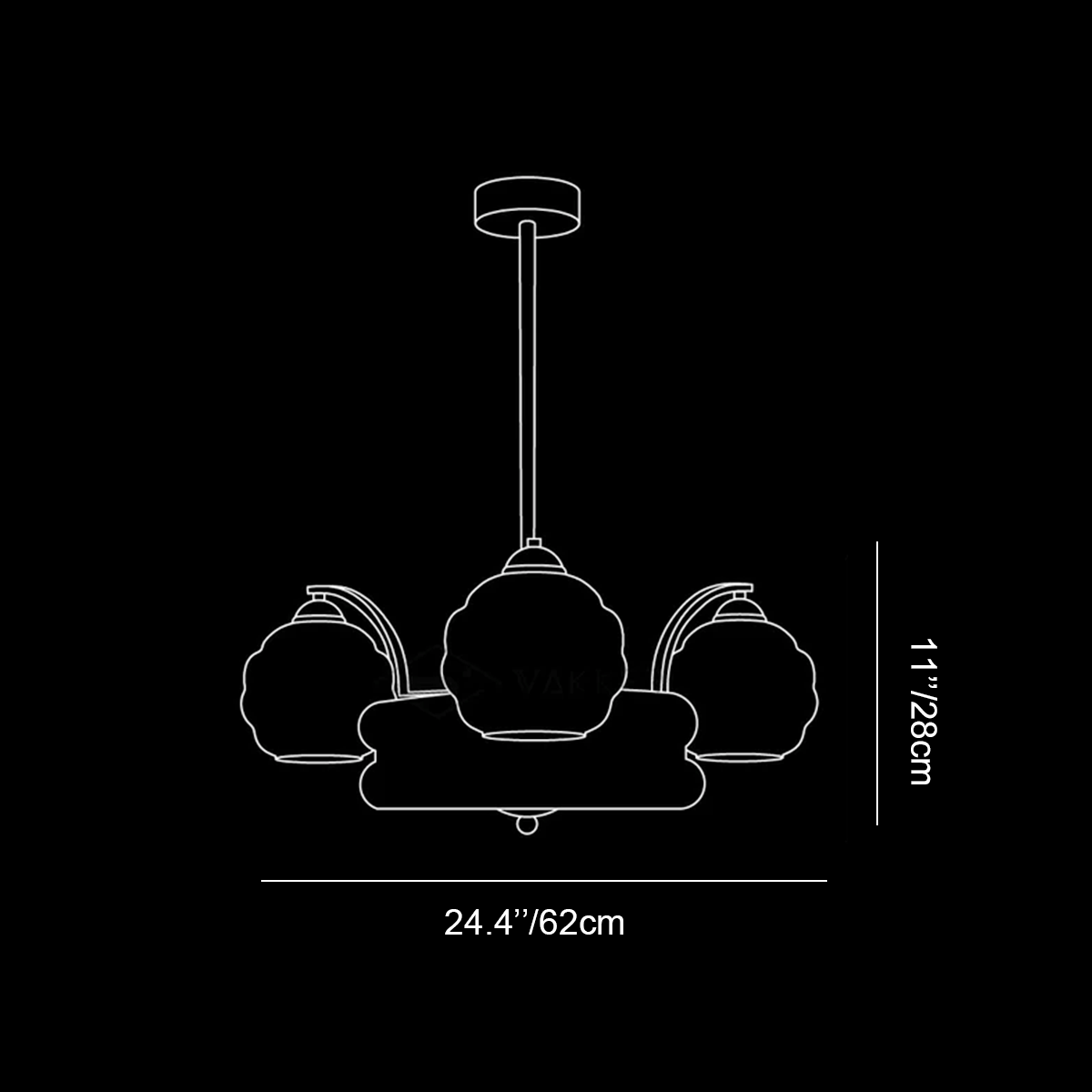 Art Deco Vintage Chandelier with 3+1 heads/5+1 heads - Luxehomezone