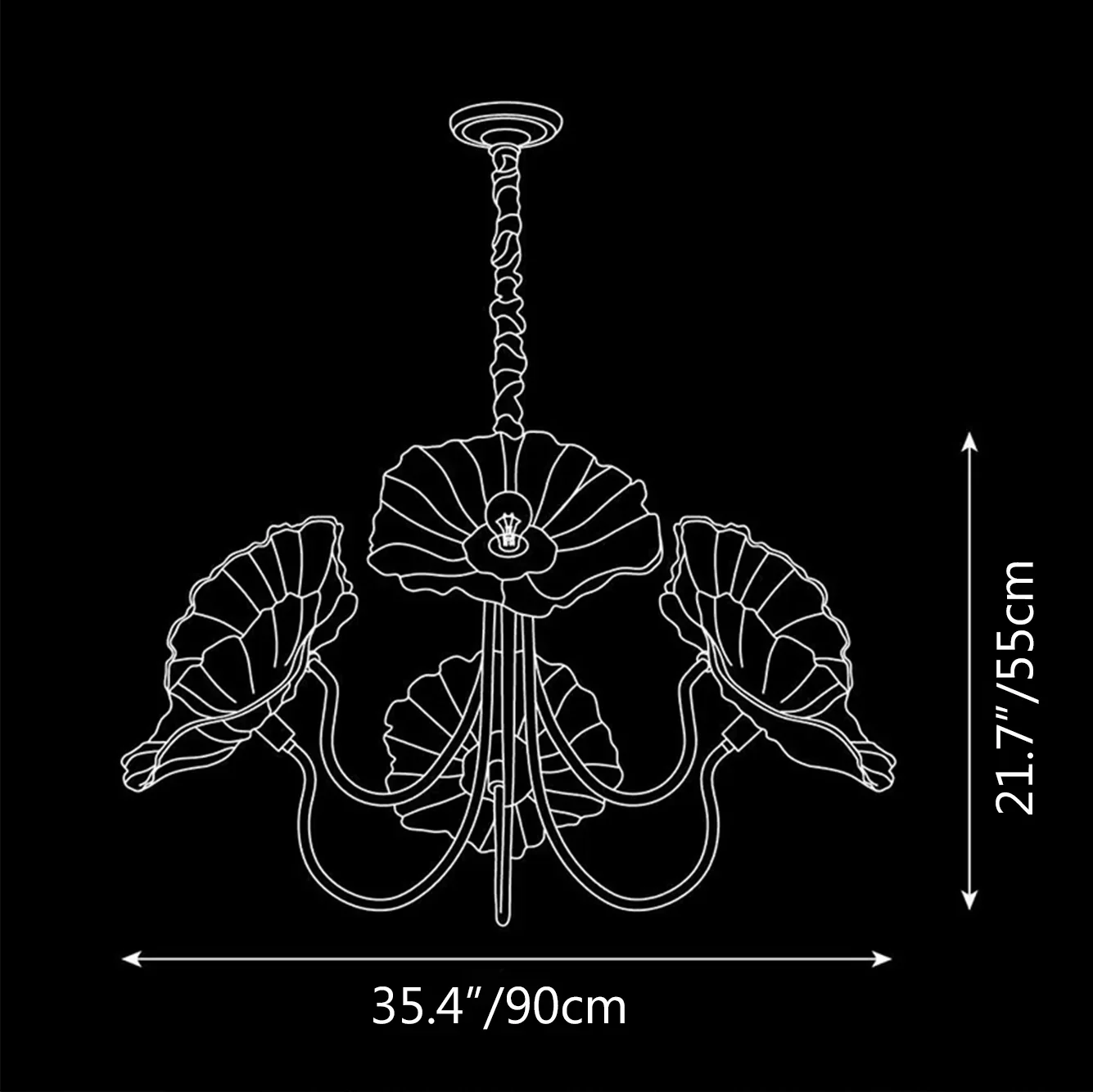 Lotus Leaf Glass Chandelier ∅ 35.4″