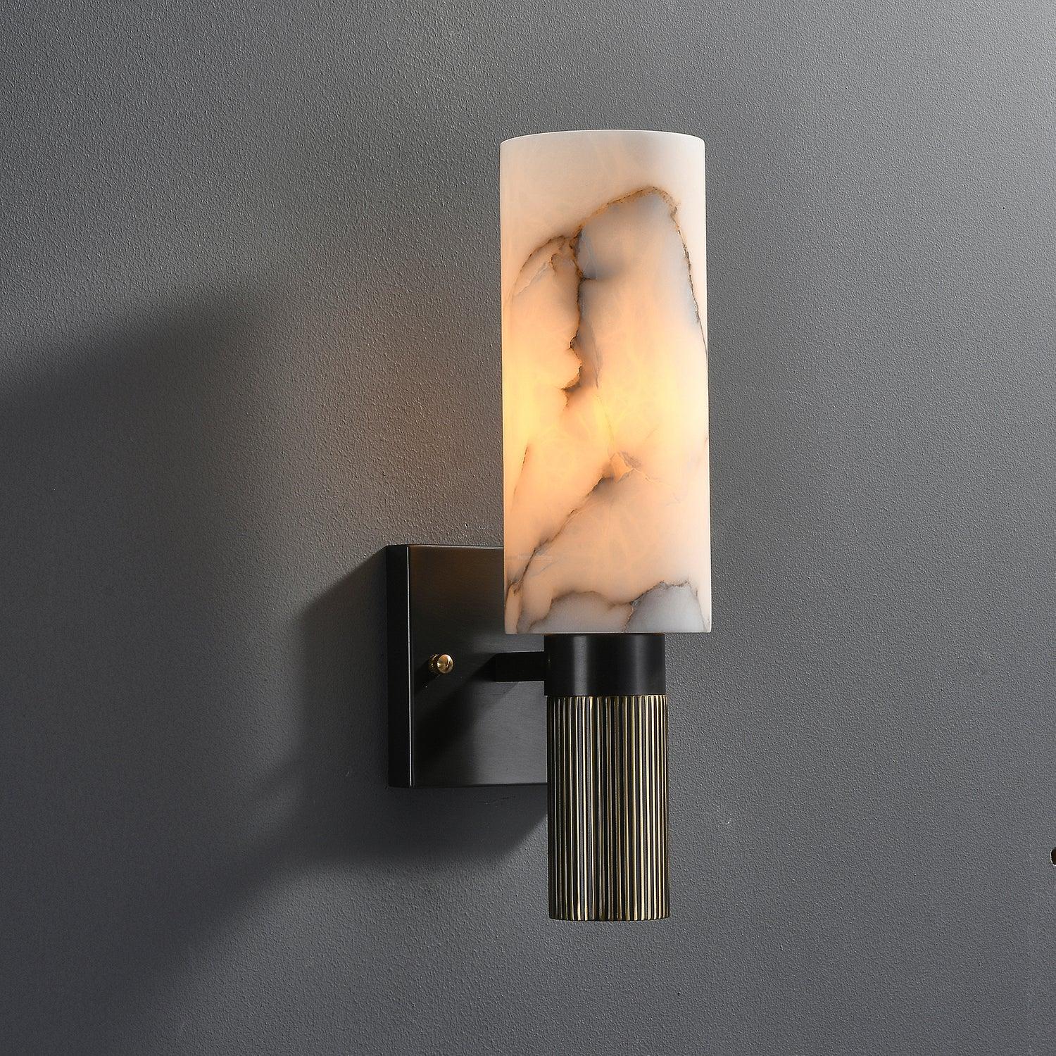 Torch Marble Walll Sconce - Alabaster, Alabaster Wall Lamp-1-Luxehomezone