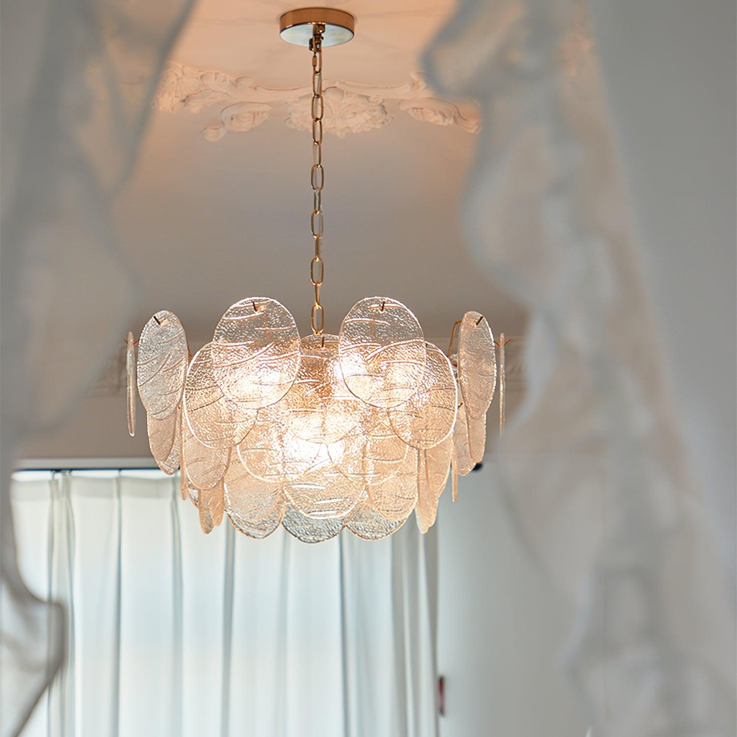 Victorian Disc Round Chandelier - Gold & Clear-1-Luxehomezone