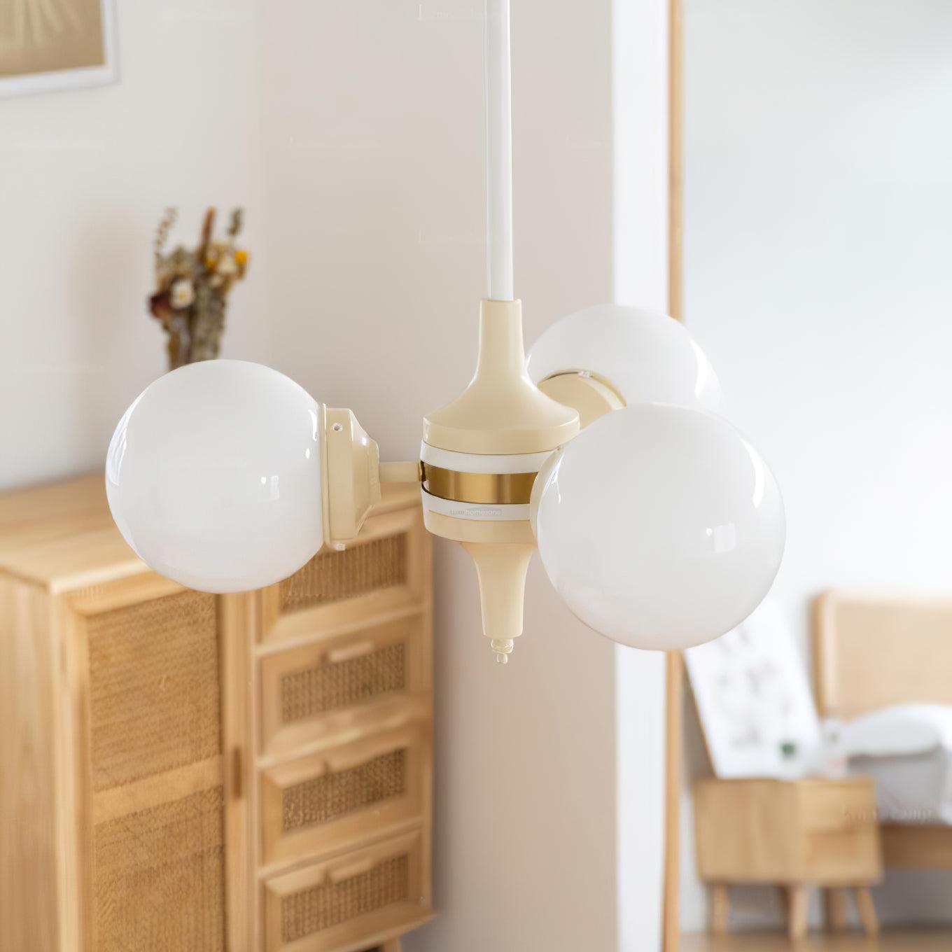 Cream Glass Ball Chandelier ∅ 19.7″ - Bend-1-Luxehomezone