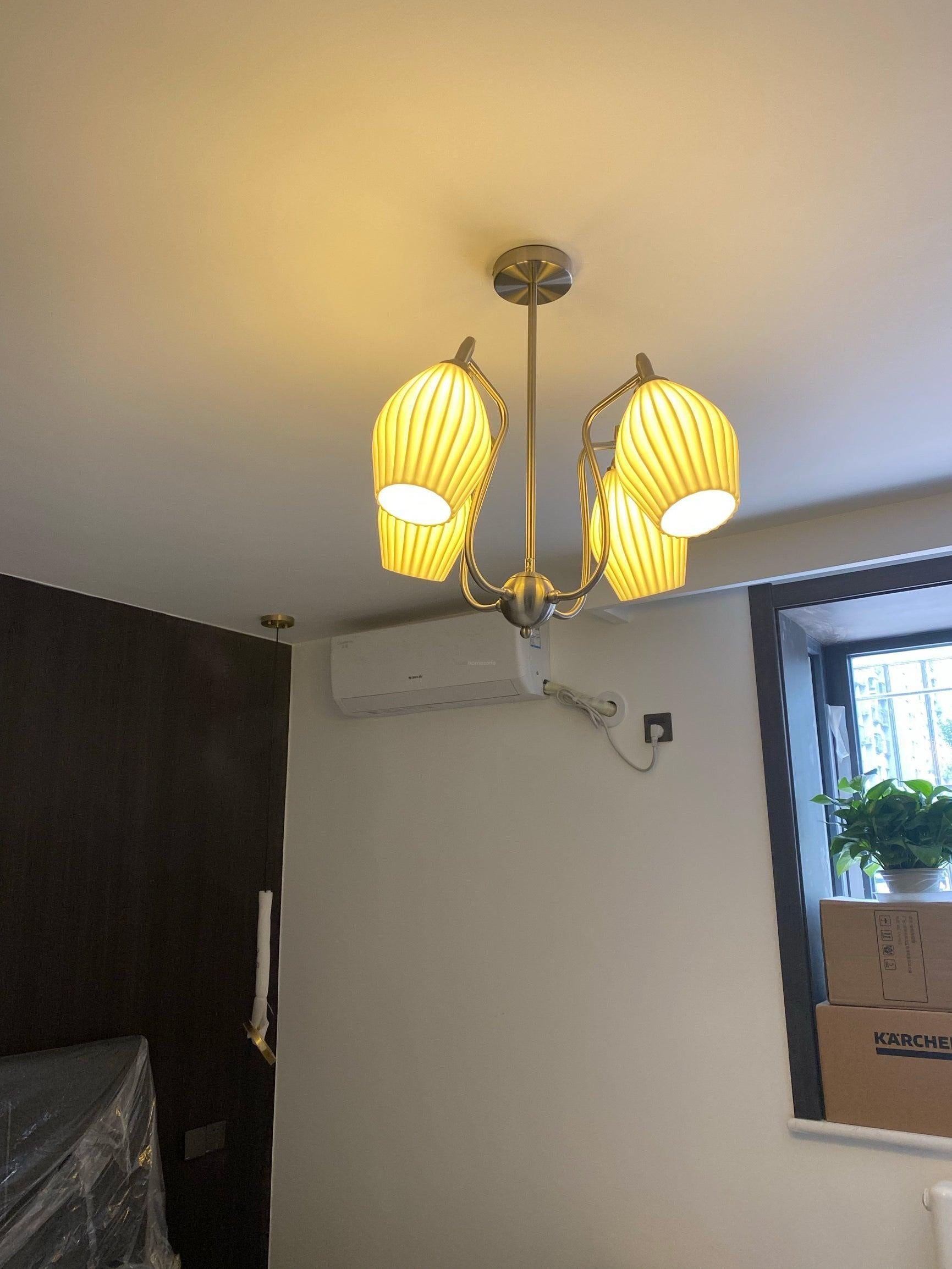 Ceramic Ribbed Chandelier with 4/6/8 heads - Flower Ceramic-1-Luxehomezone