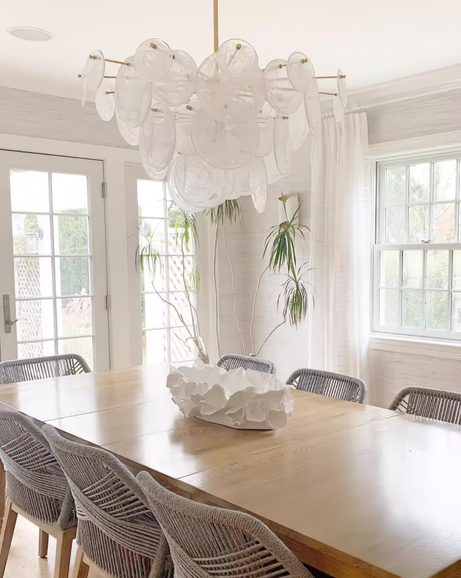 Brass Discs Cascading Round Chandelier - Cylinder-1-Luxehomezone