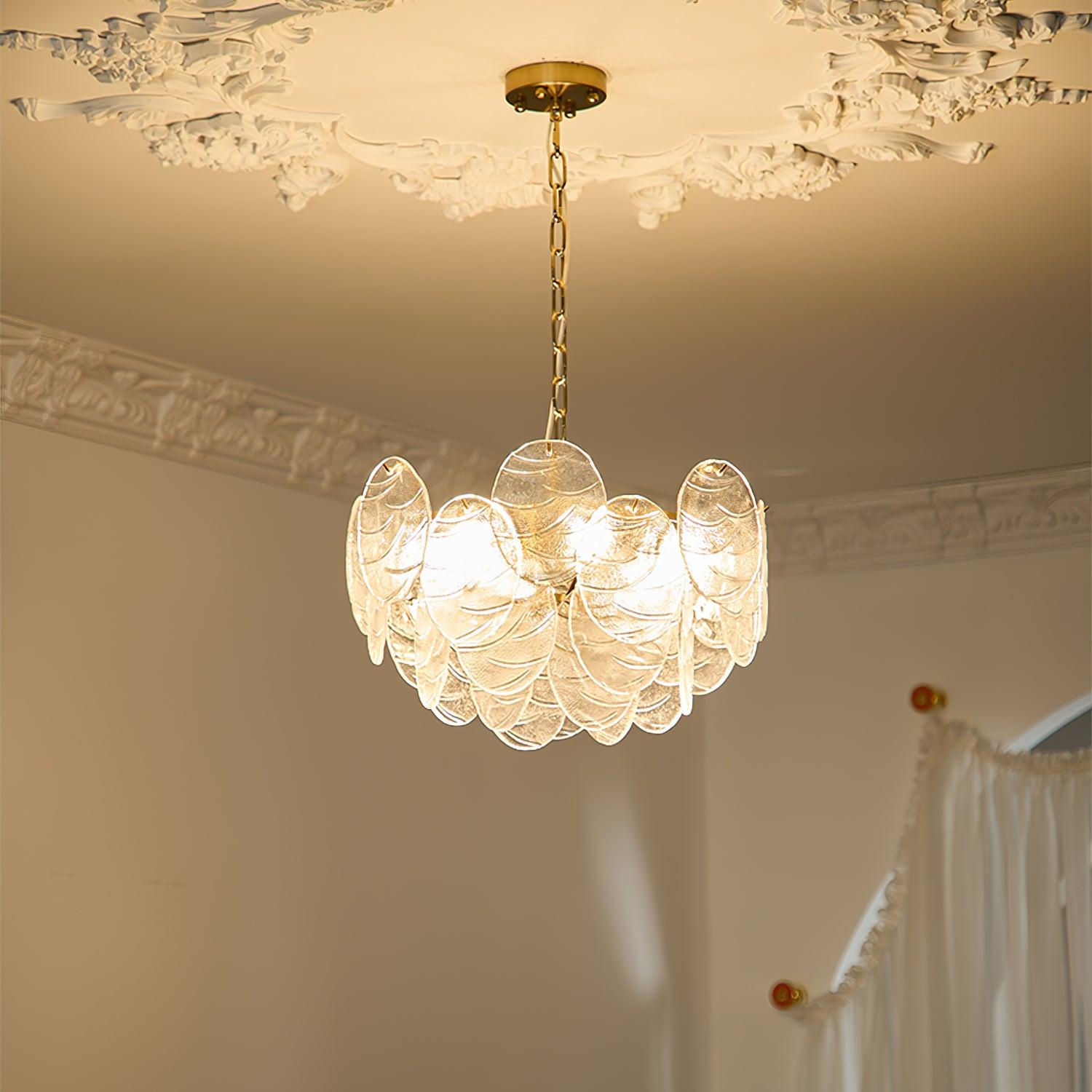 Victorian Disc Round Chandelier - Gold & Clear-1-Luxehomezone