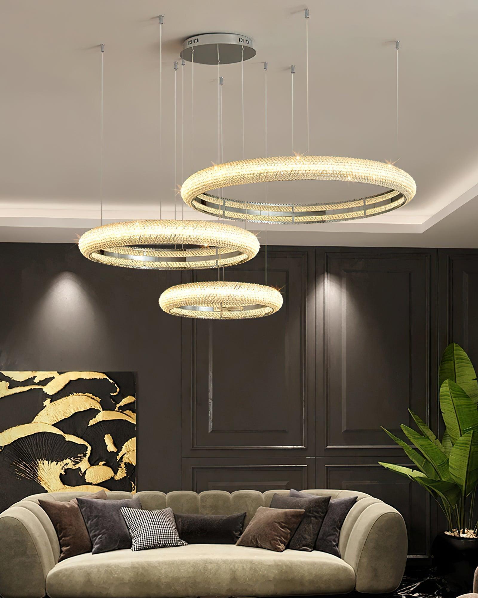 Asscher Ring Chandelier ∅ 17.7″ - Crystals-1-Luxehomezone