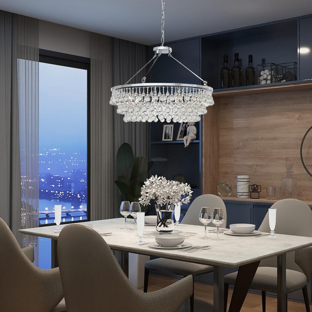 Unique Tiered Crystal Chandelier Φ 15.7″ - Crystals-1-Luxehomezone