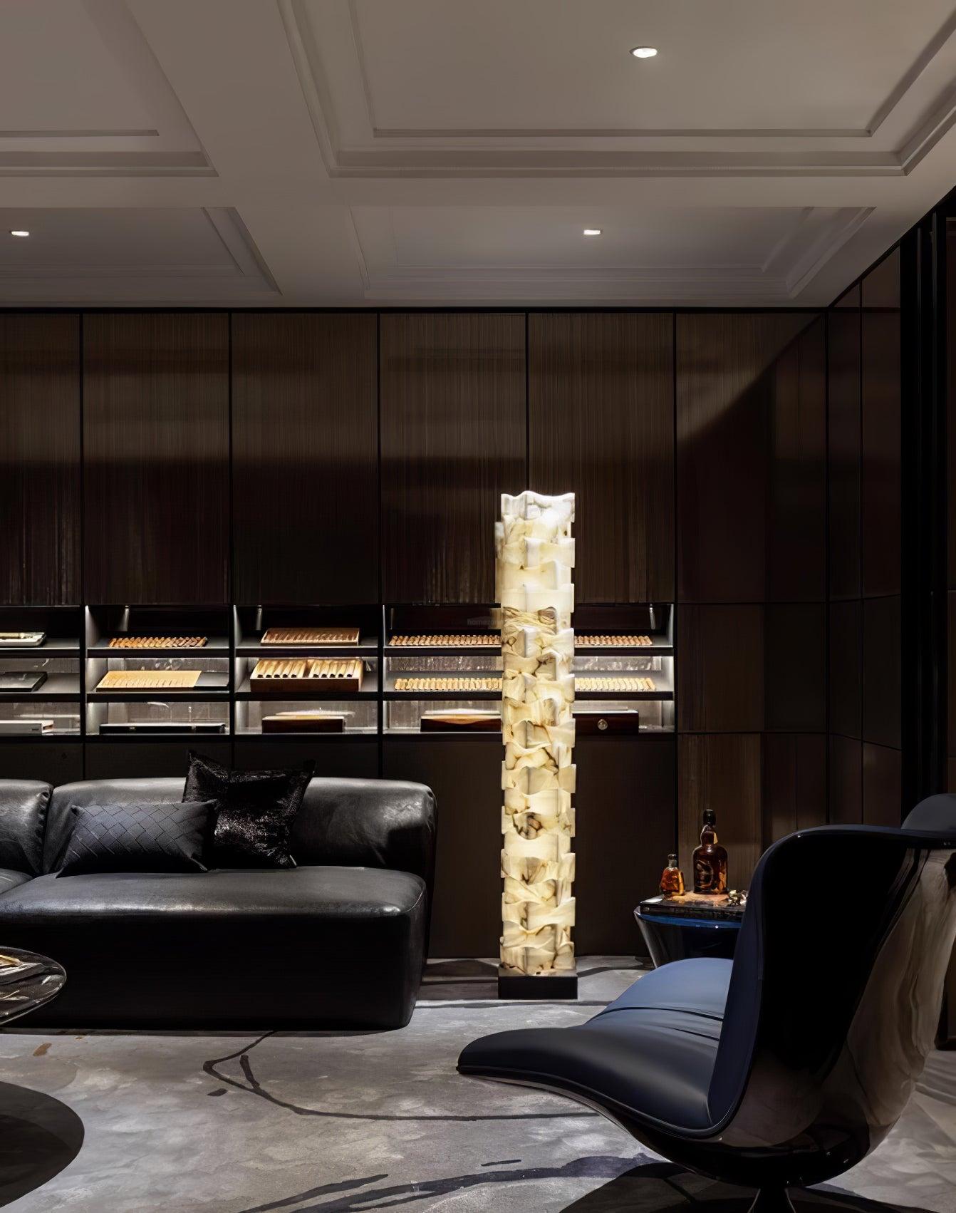 Stacked Alabaster Squares Floor Lamp - Alabaster-1-Luxehomezone