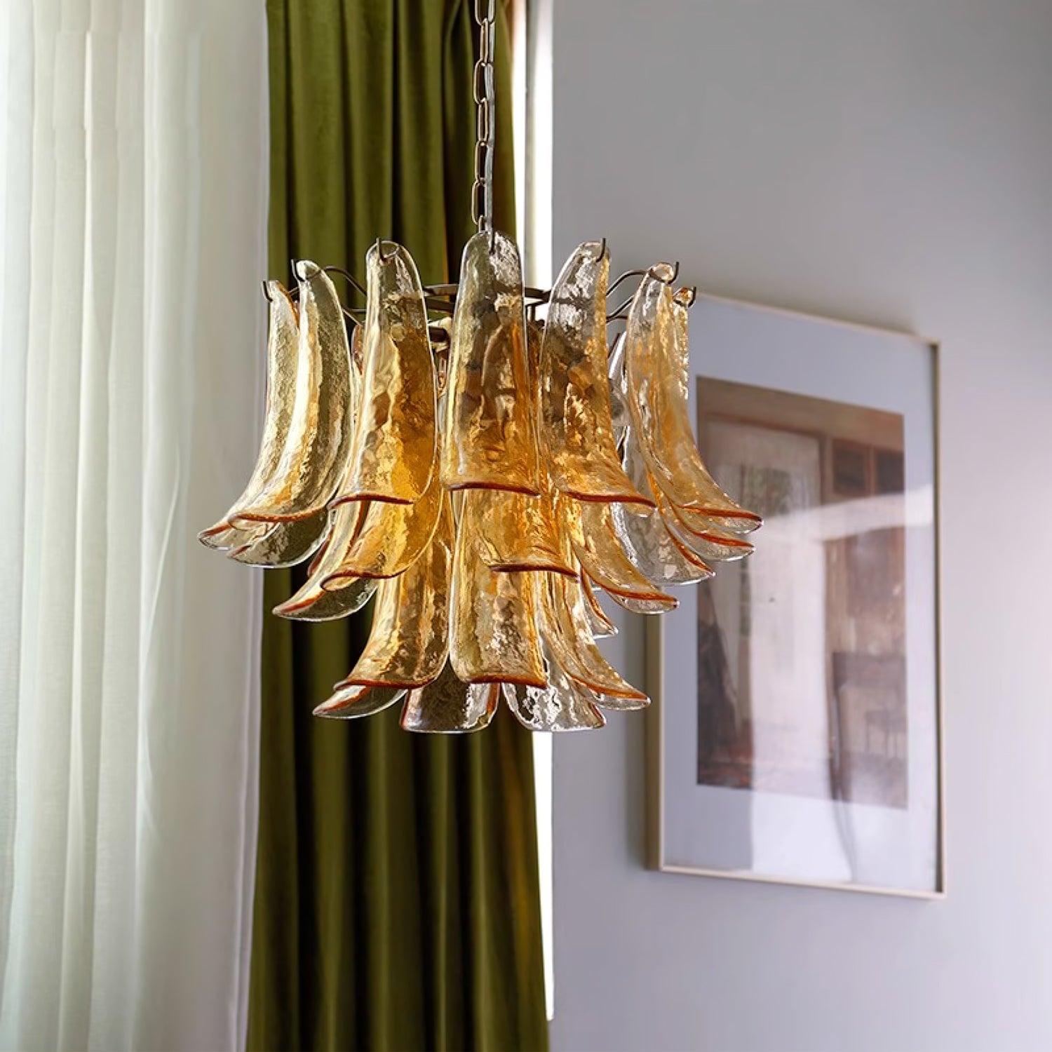 Glass Leaf Cascade Chandelier with 3/4 layer - Luxehomezone