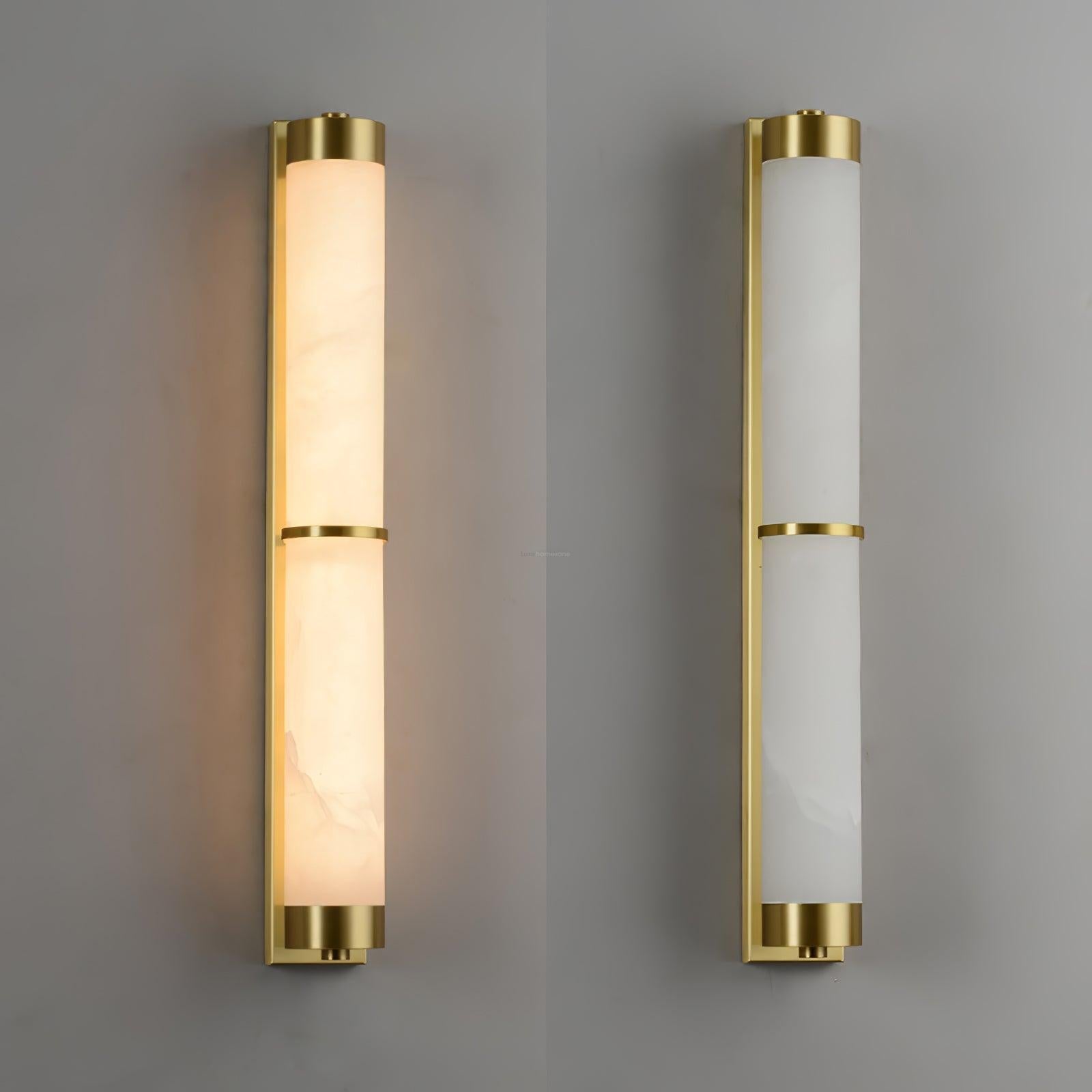 Cylindra Alabaster Brass Wall Sconce - Alabaster, Alabaster Wall Lamp-1-Luxehomezone