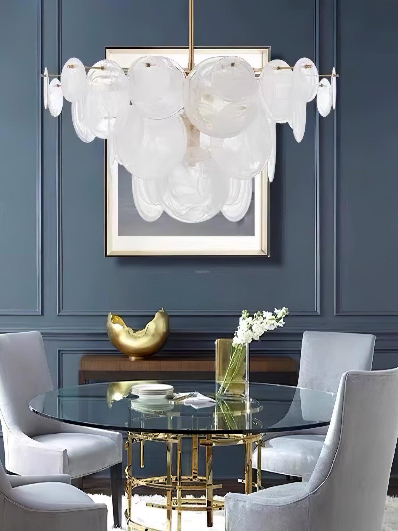 Brass Discs Cascading Round Chandelier - Cylinder-1-Luxehomezone
