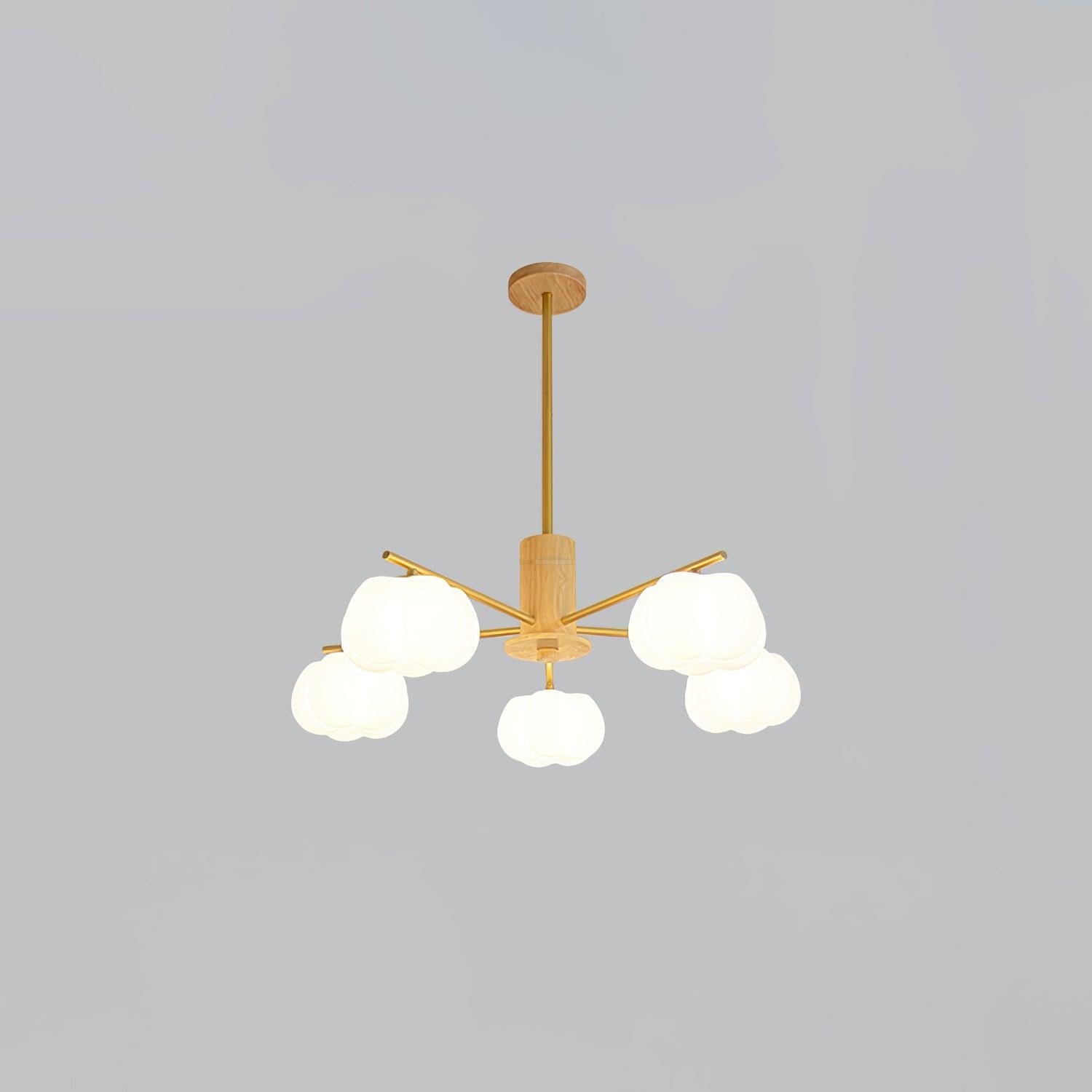 Wooden Cotton Balls Chandelier with 5/8 lamps - Zahara-1-Luxehomezone